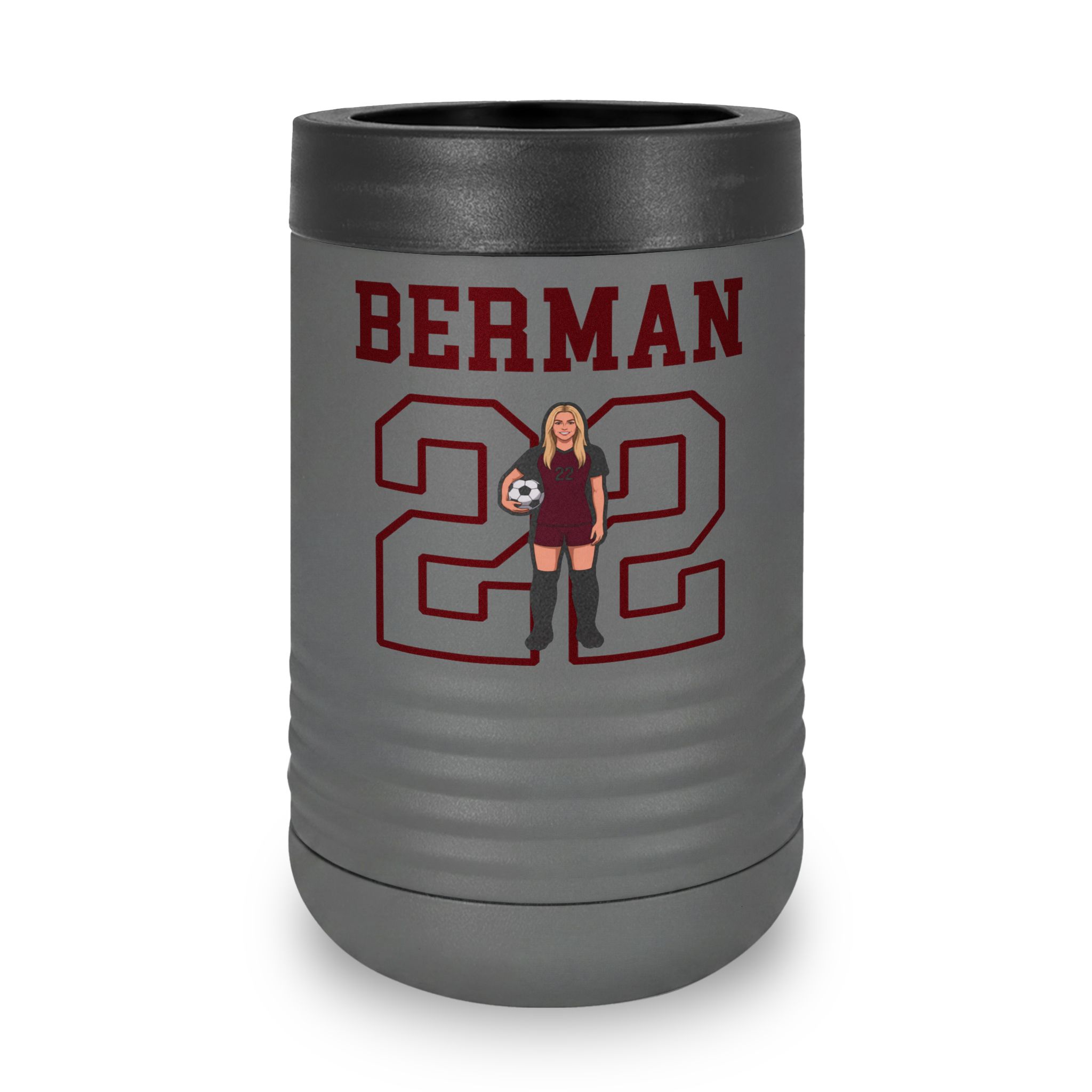 Stainless Can Cooler — character_shirsey in Grey