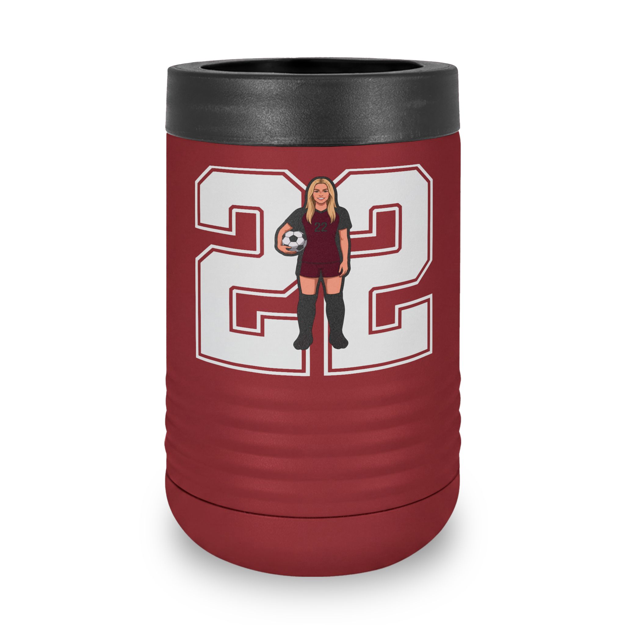 Stainless Can Cooler — character_number in Maroon