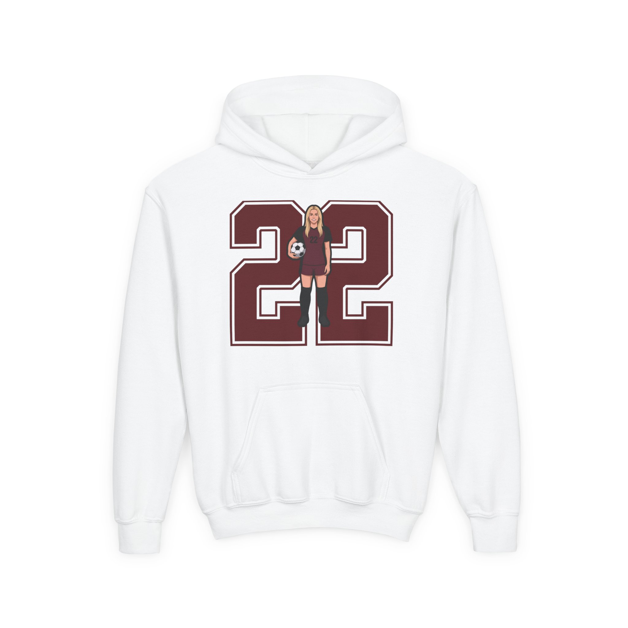 Youth Hoodie — character_number in White