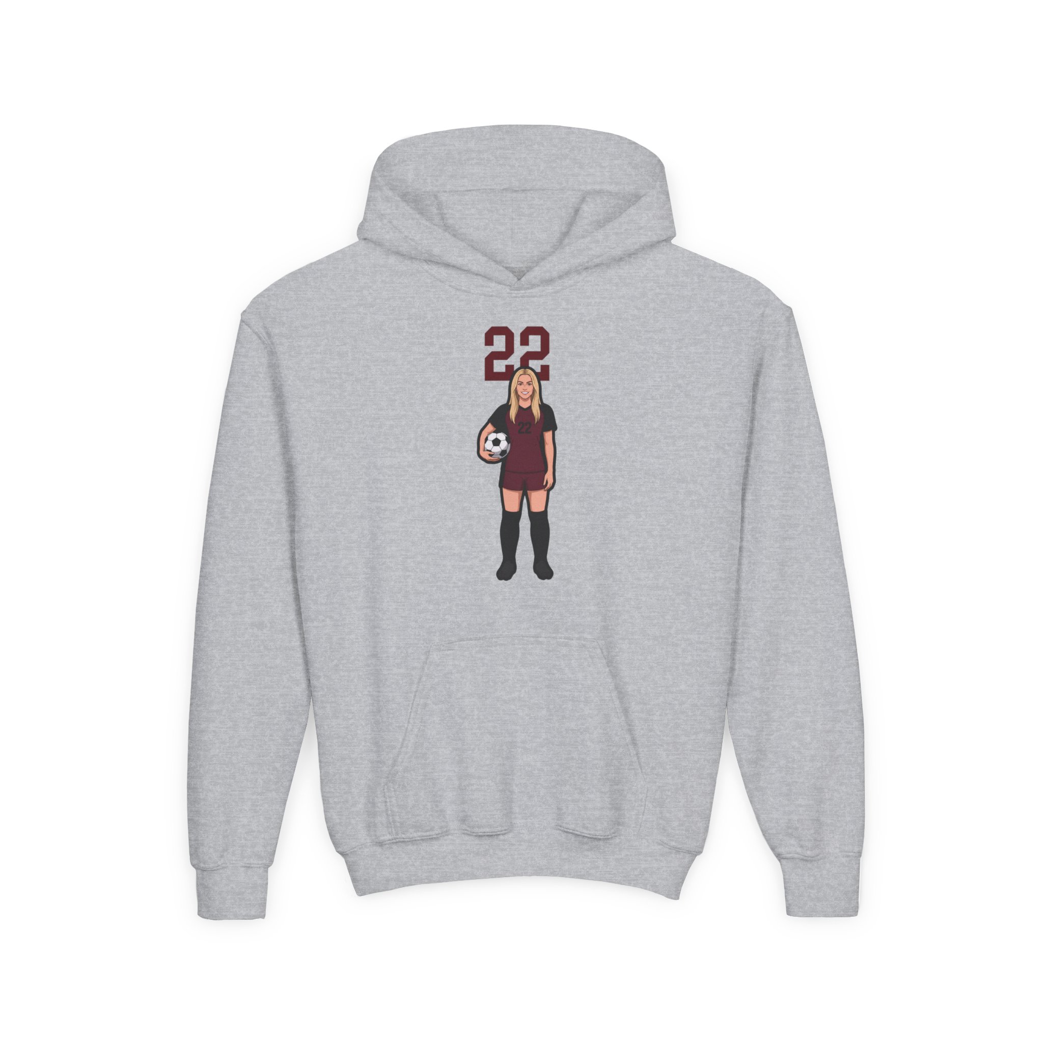 Youth Hoodie — character_number_top in Grey
