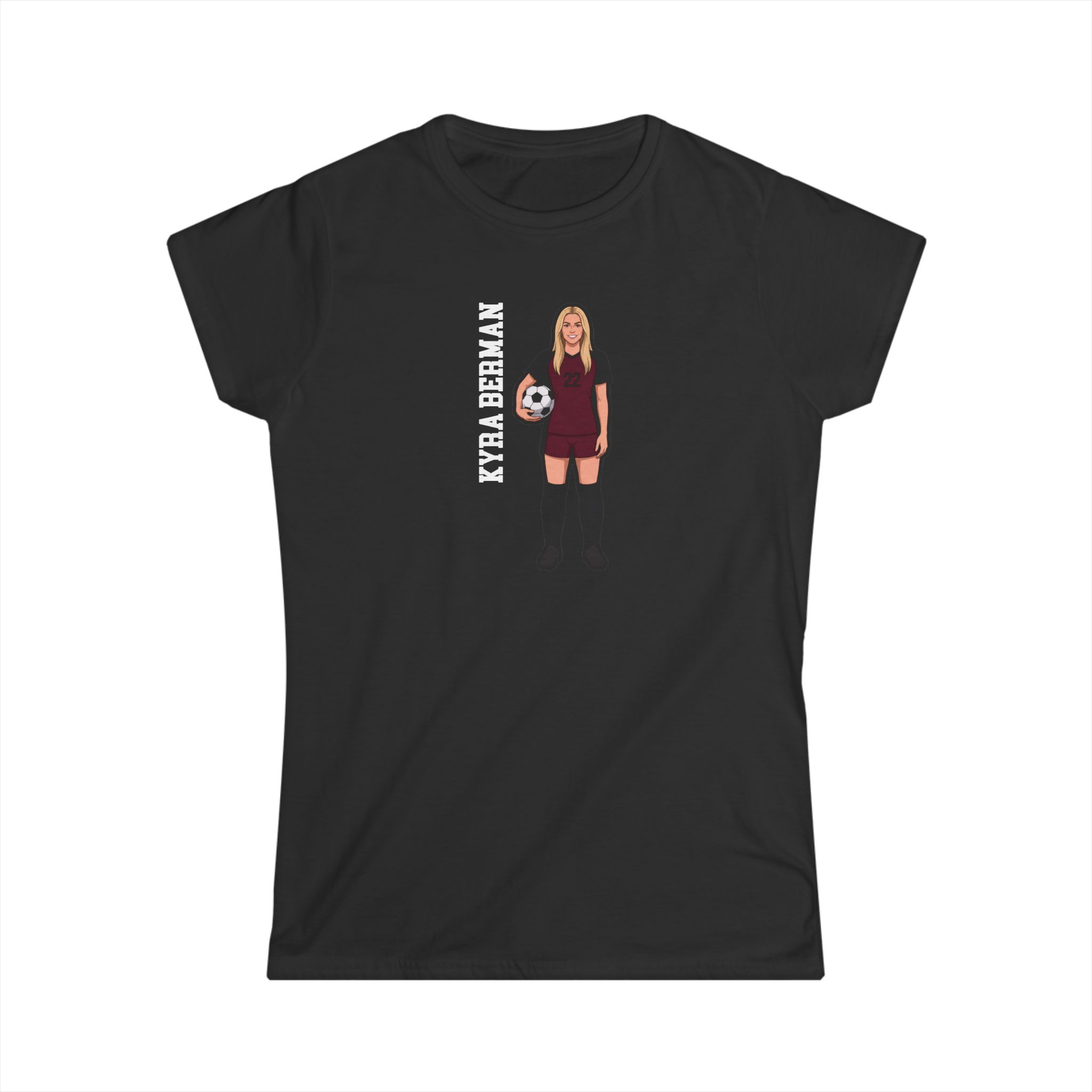 Women's Softstyle Tee — character_name_vertical in Black
