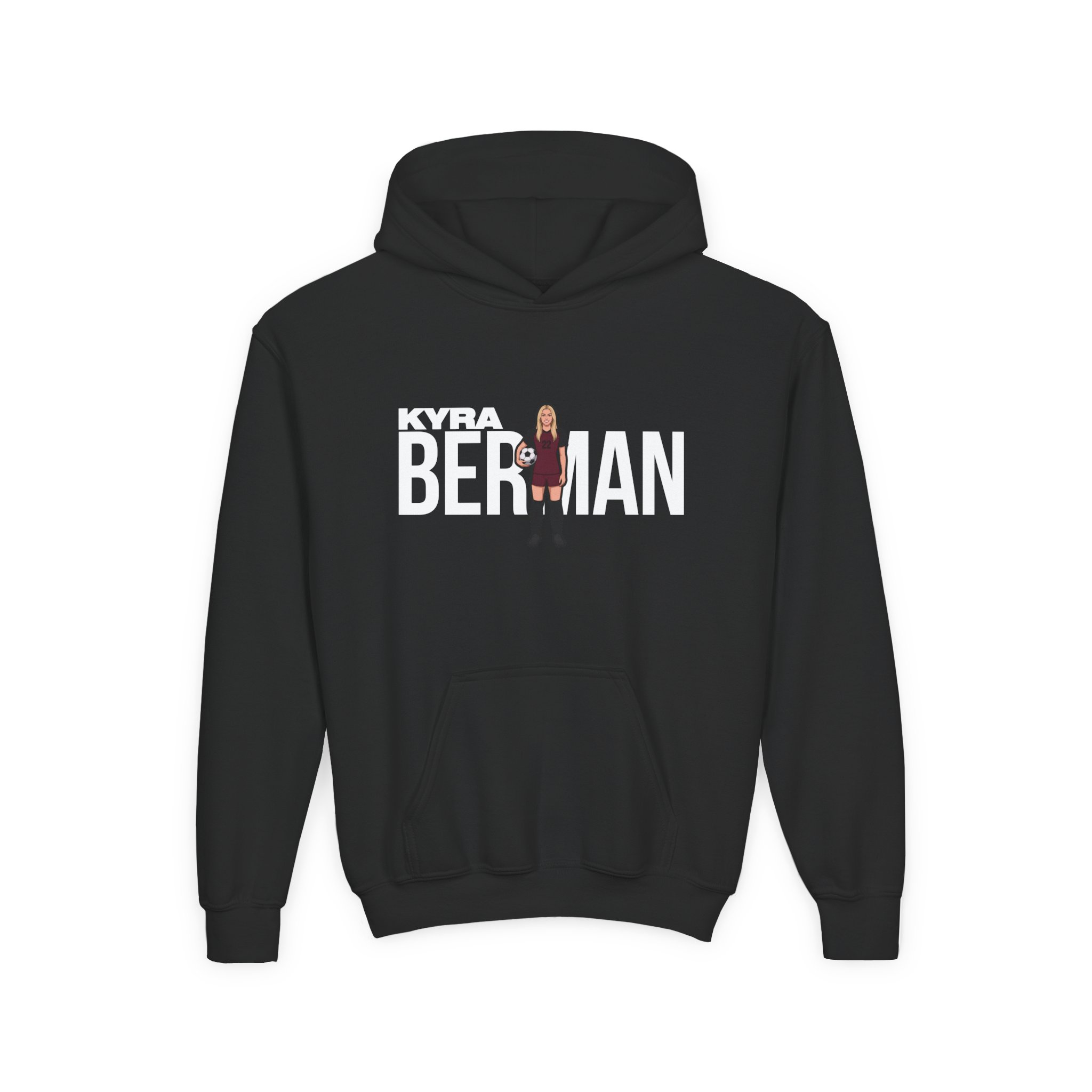 Youth Hoodie — character_player_name in Black