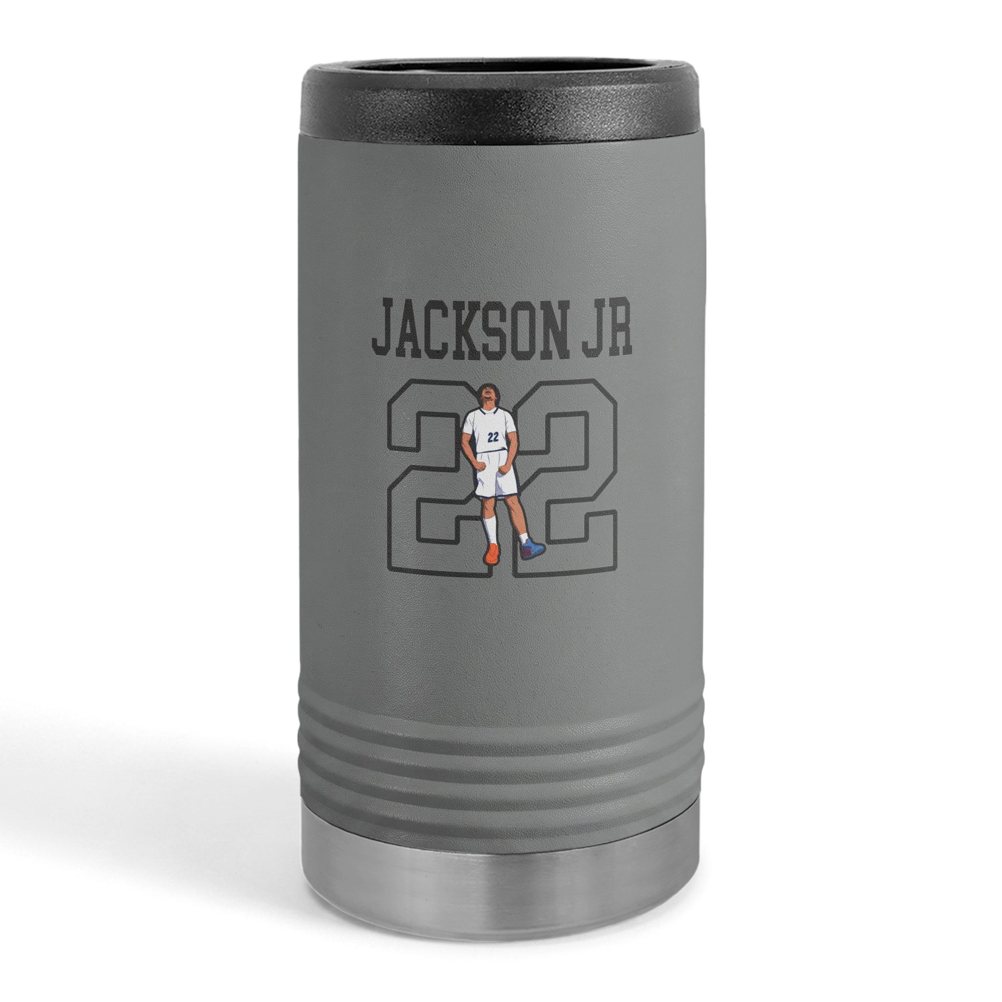Slim Stainless Can Cooler — character_shirsey in Grey