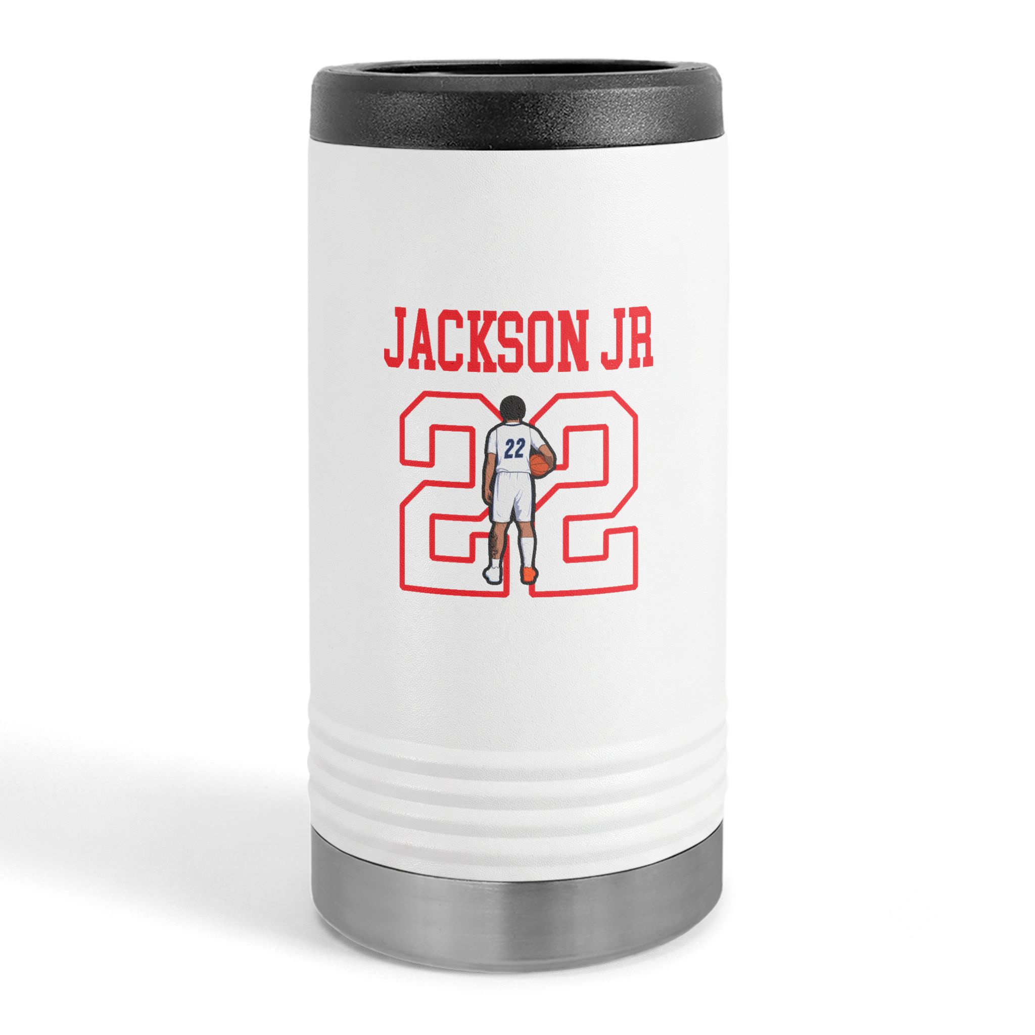 Slim Stainless Can Cooler — character_shirsey in White
