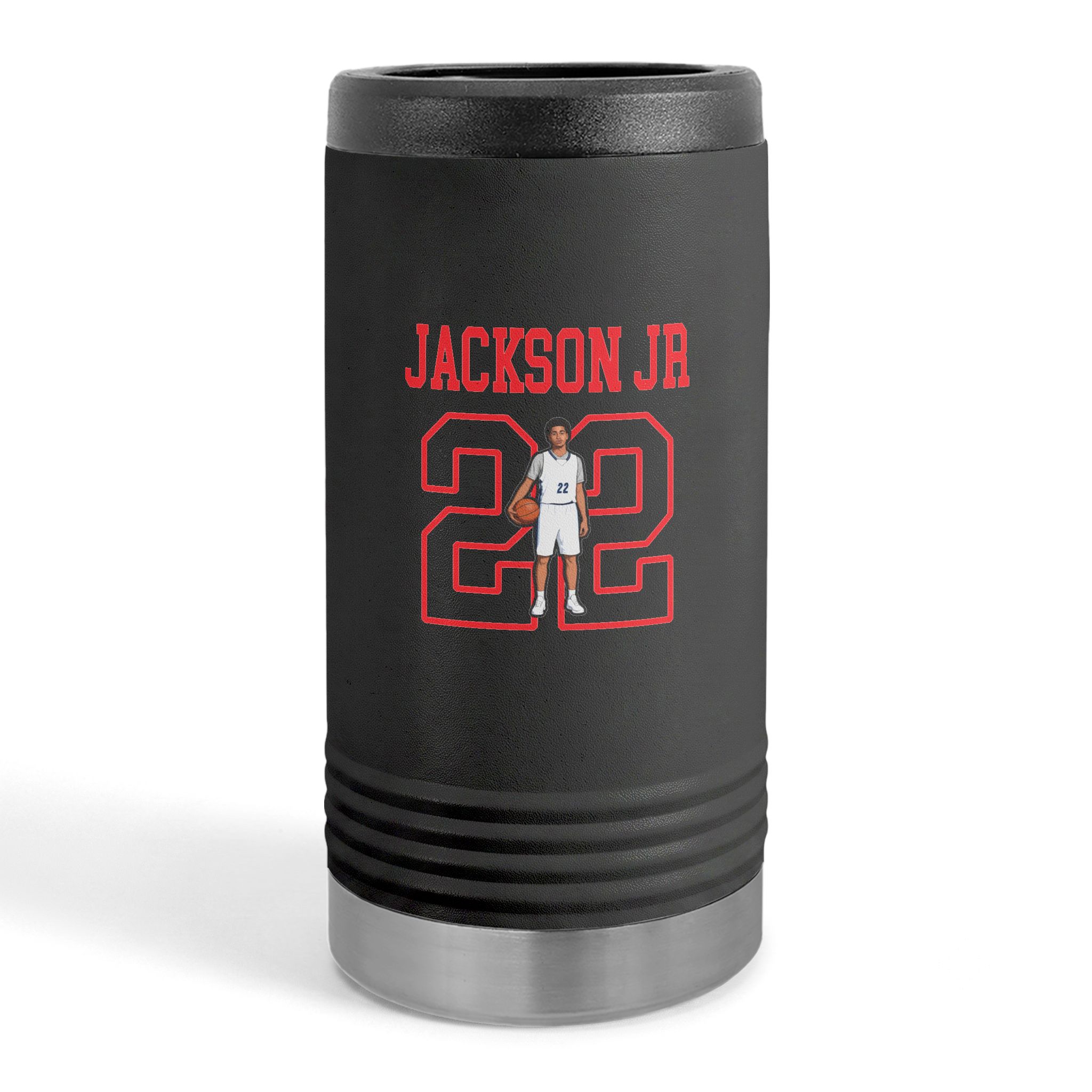 Slim Stainless Can Cooler — character_shirsey in Black