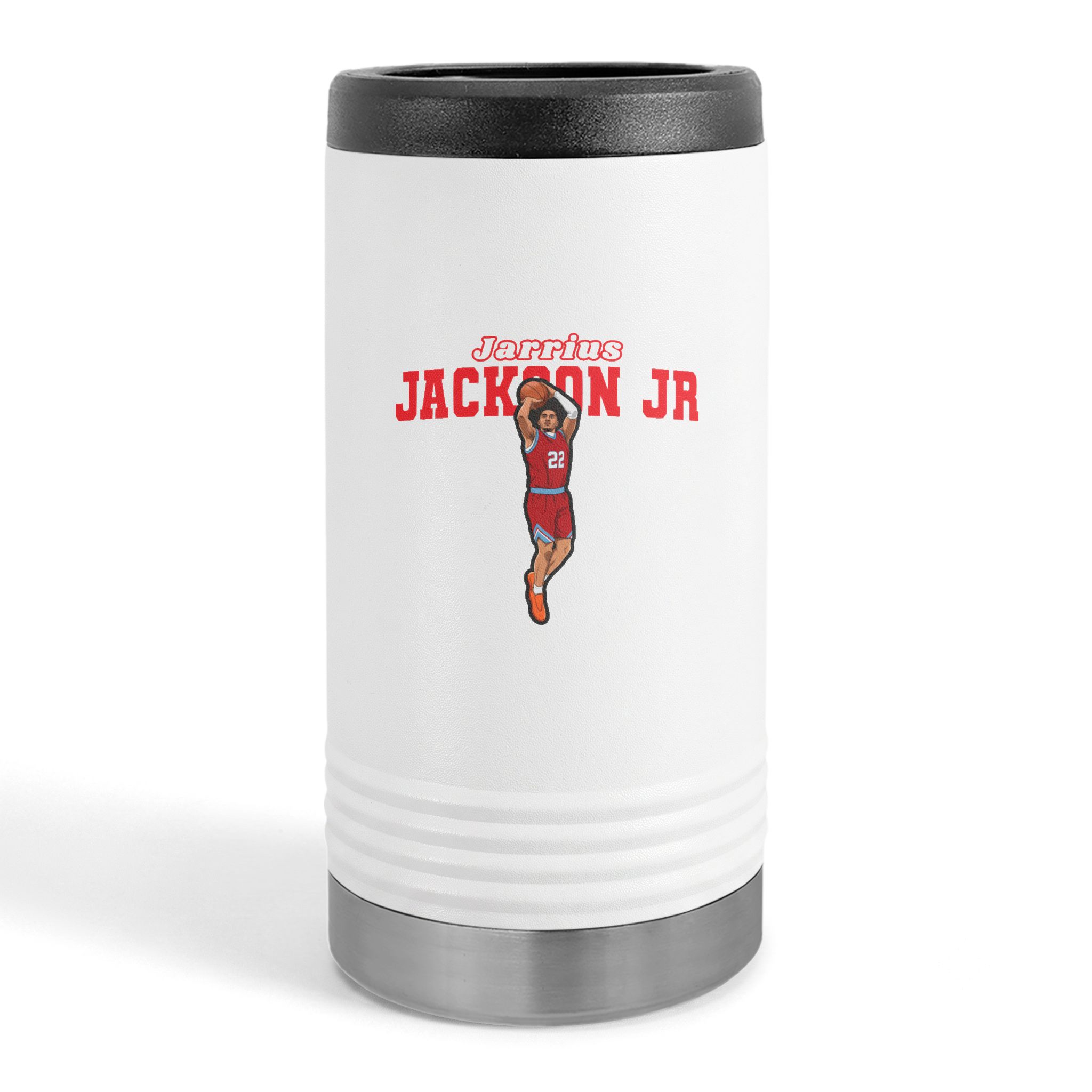 Slim Stainless Can Cooler — character_name_arch in White