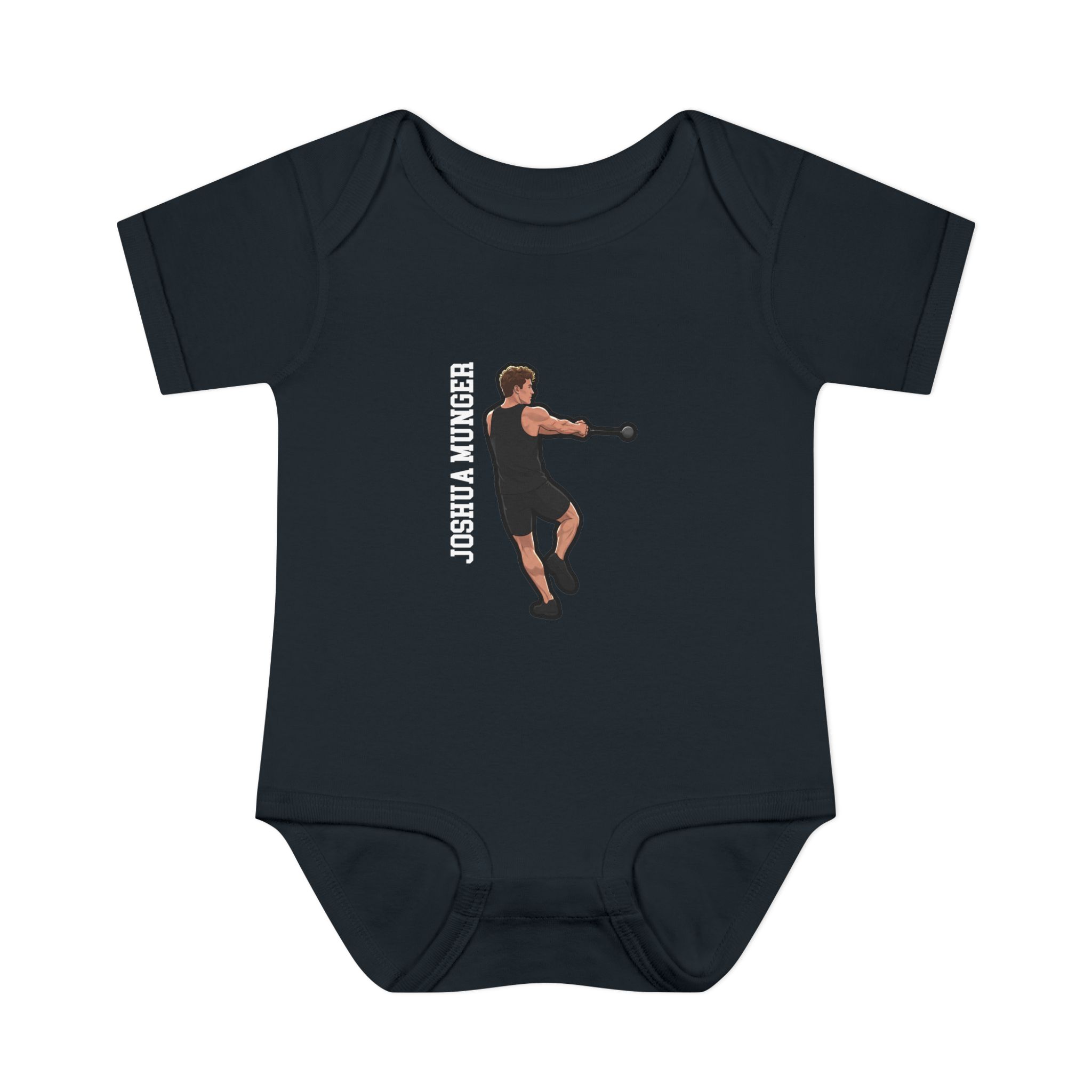 Baby Onesie — character_name_vertical in Black
