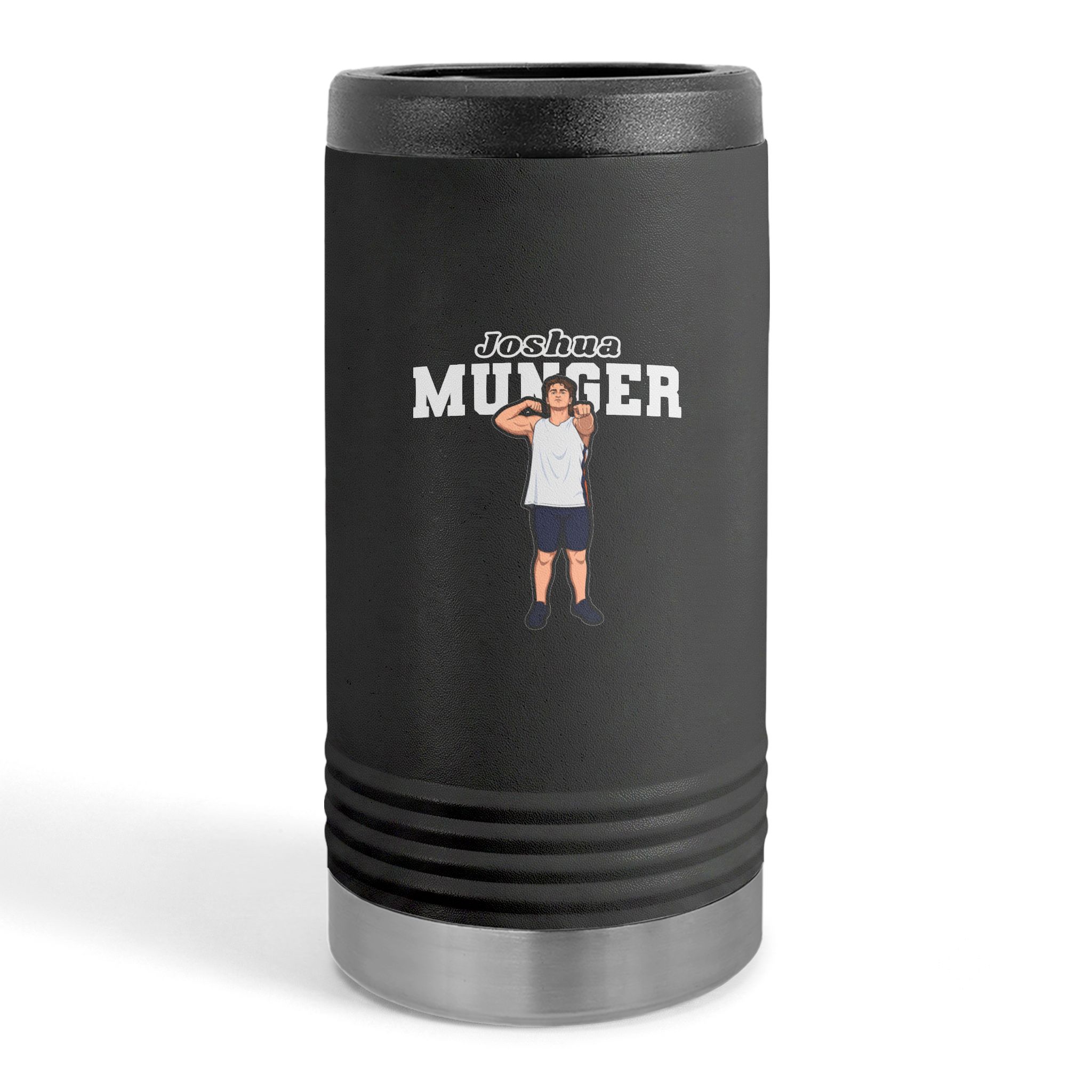 Slim Stainless Can Cooler — character_name_arch in Black