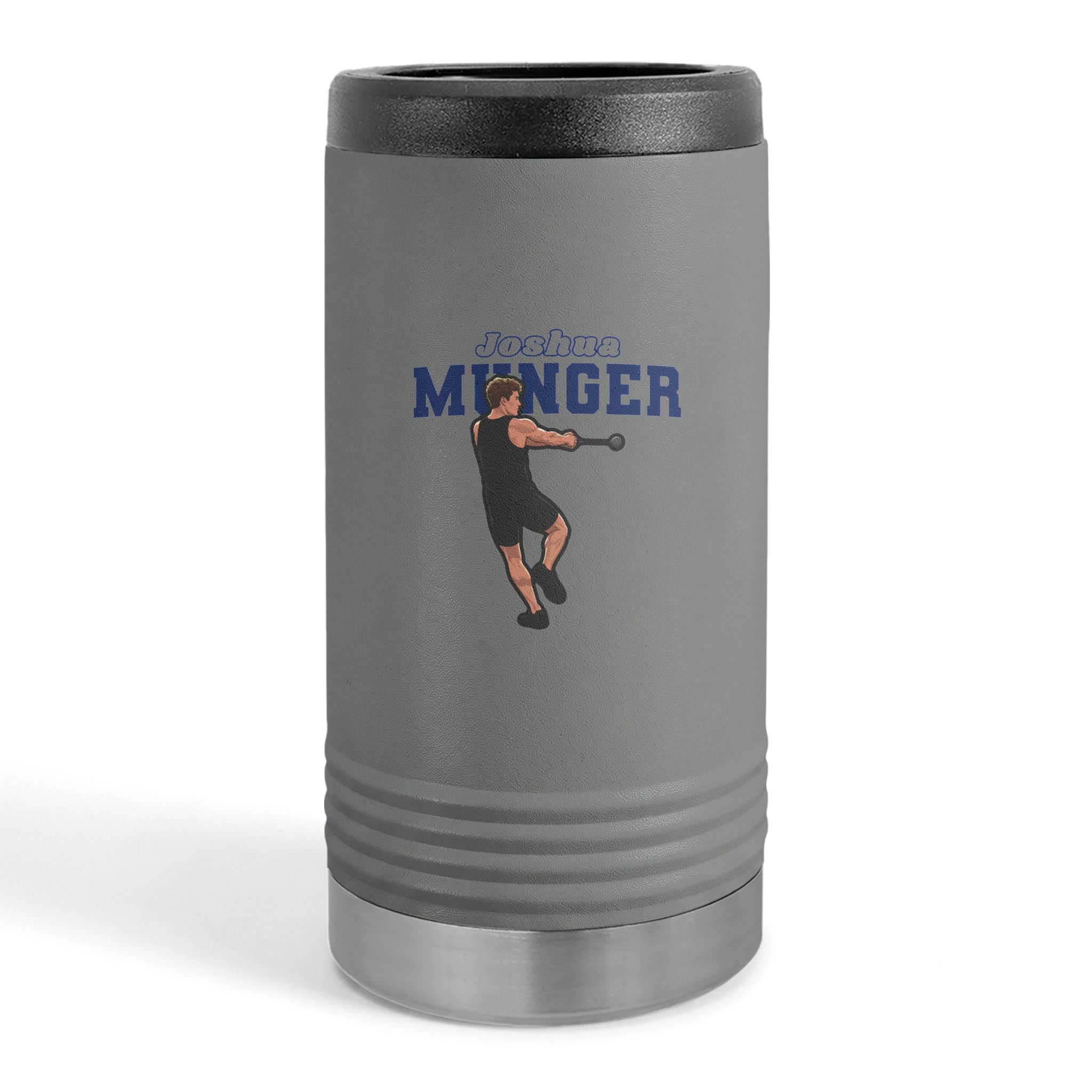 Slim Stainless Can Cooler — character_name_arch in Grey
