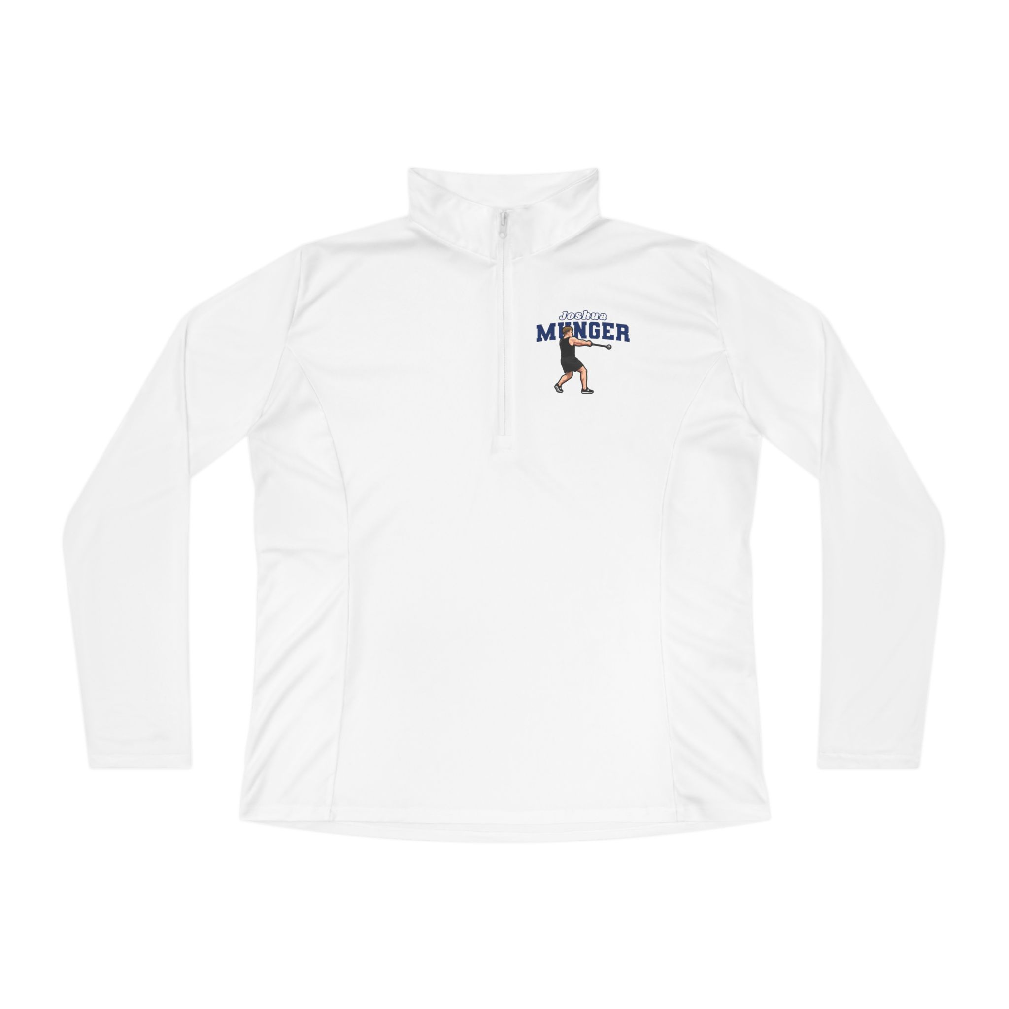 Women's Q-Zip Pullover — character_name_arch in White