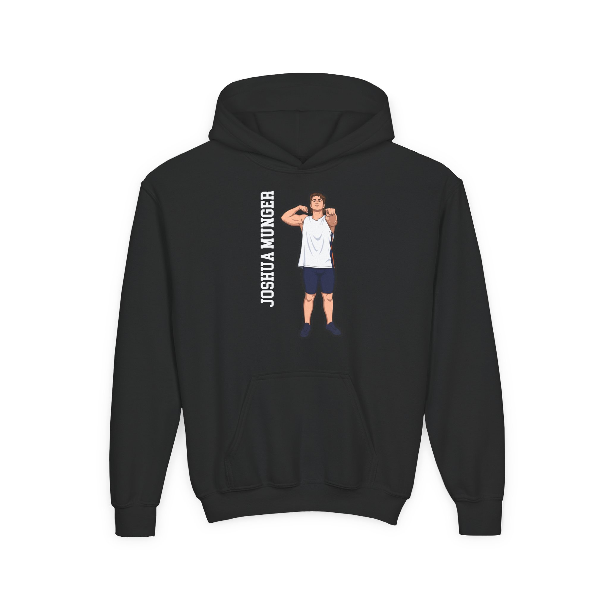 Youth Hoodie — character_name_vertical in Black