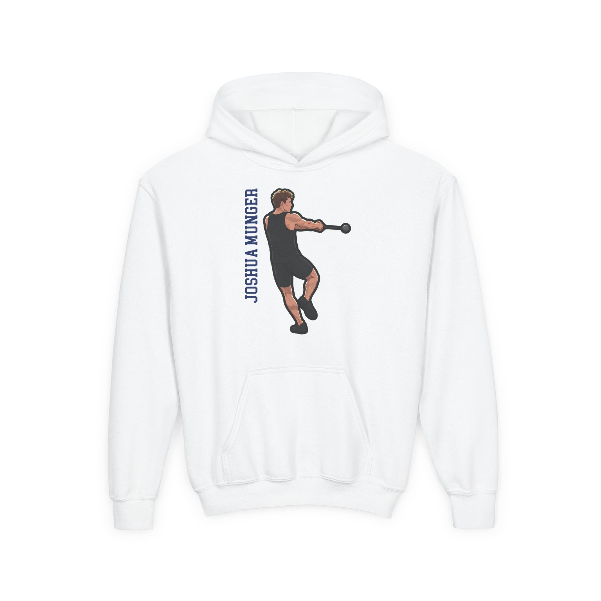 Youth Hoodie — character_name_vertical in White