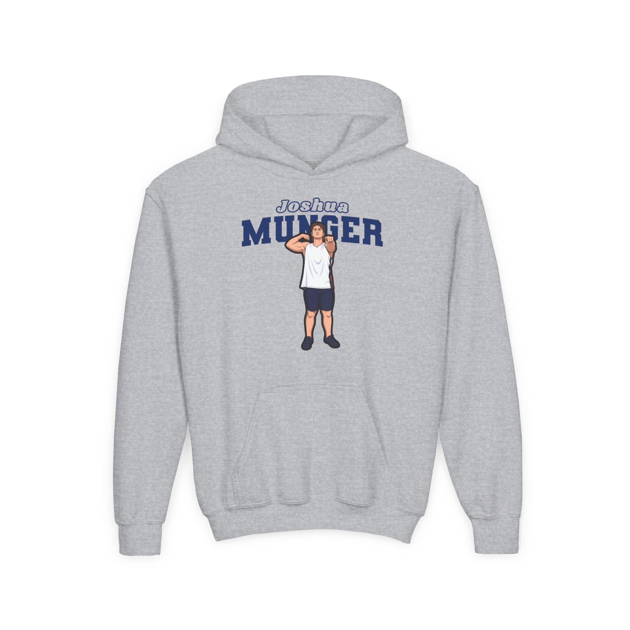Youth Hoodie — character_name_arch in Grey