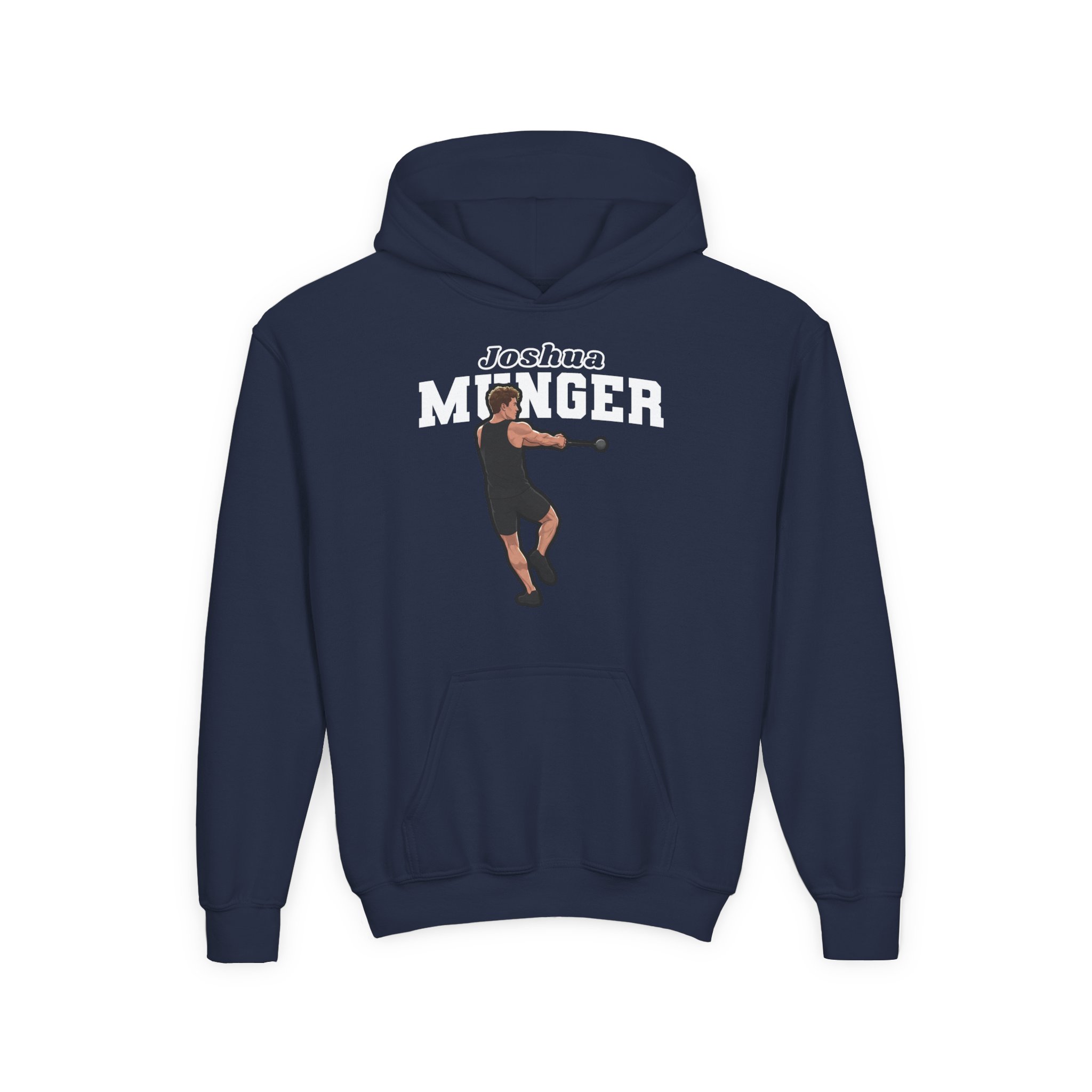 Youth Hoodie — character_name_arch in Navy