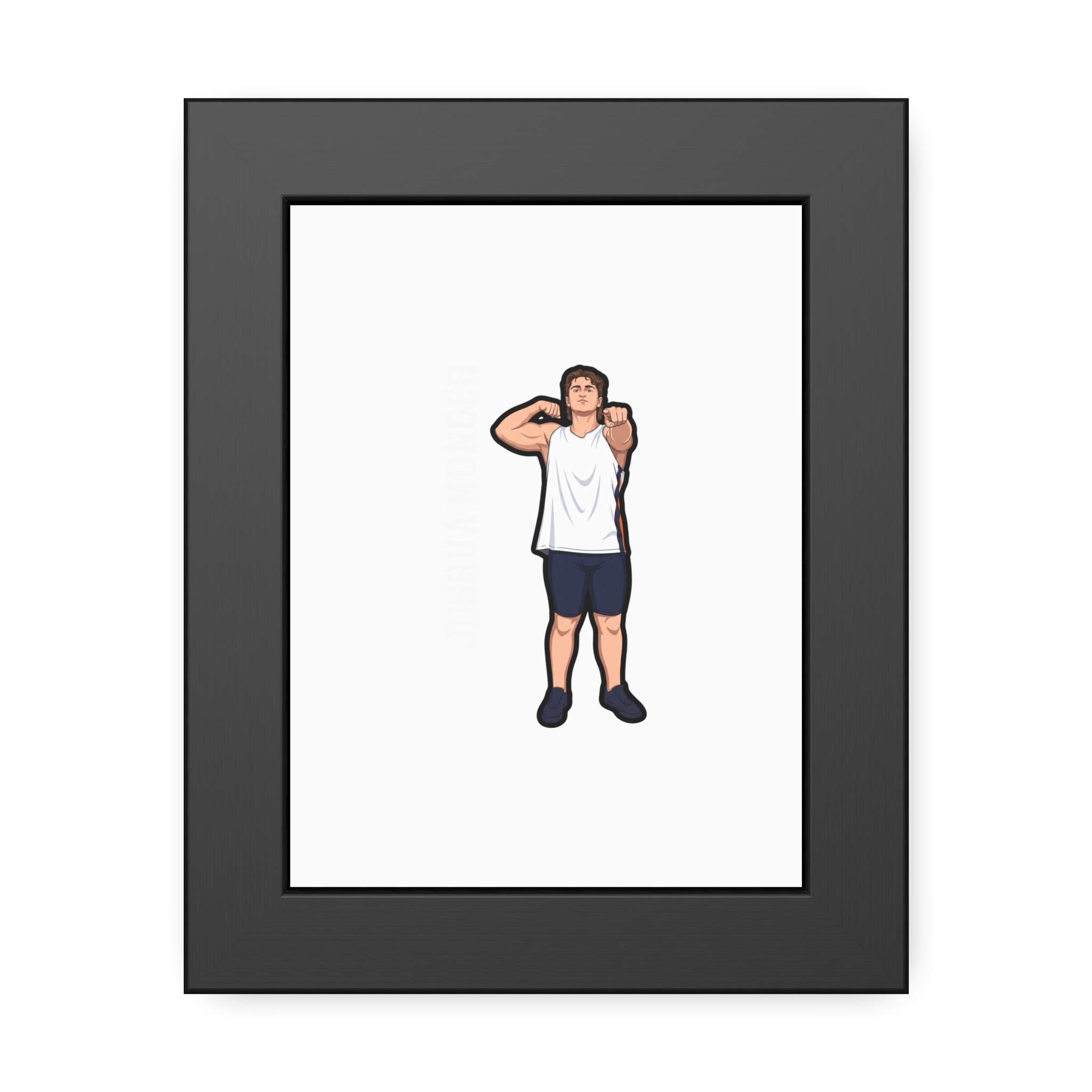 Framed Poster — character_name_vertical in Black
