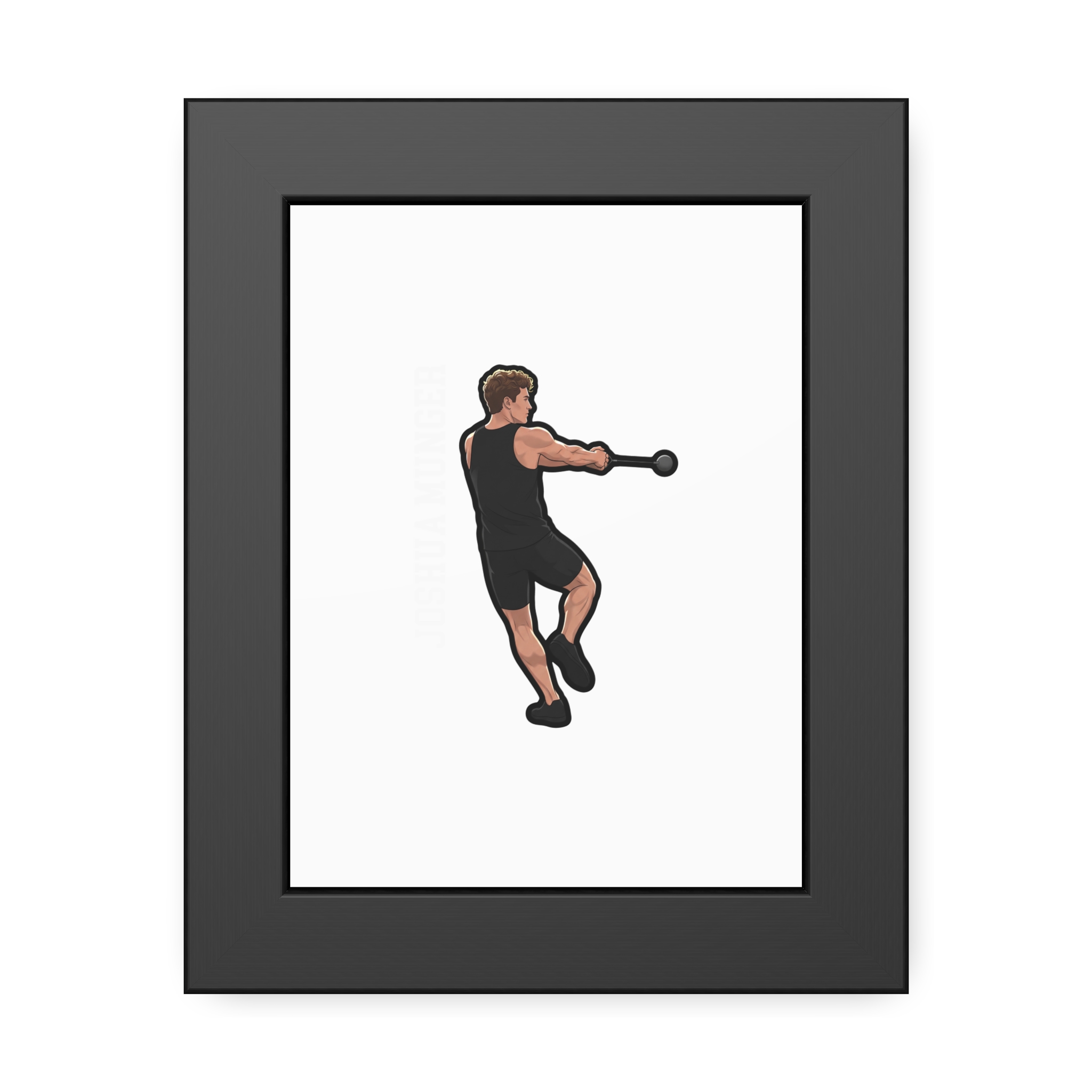 Framed Poster — character_name_vertical in Black