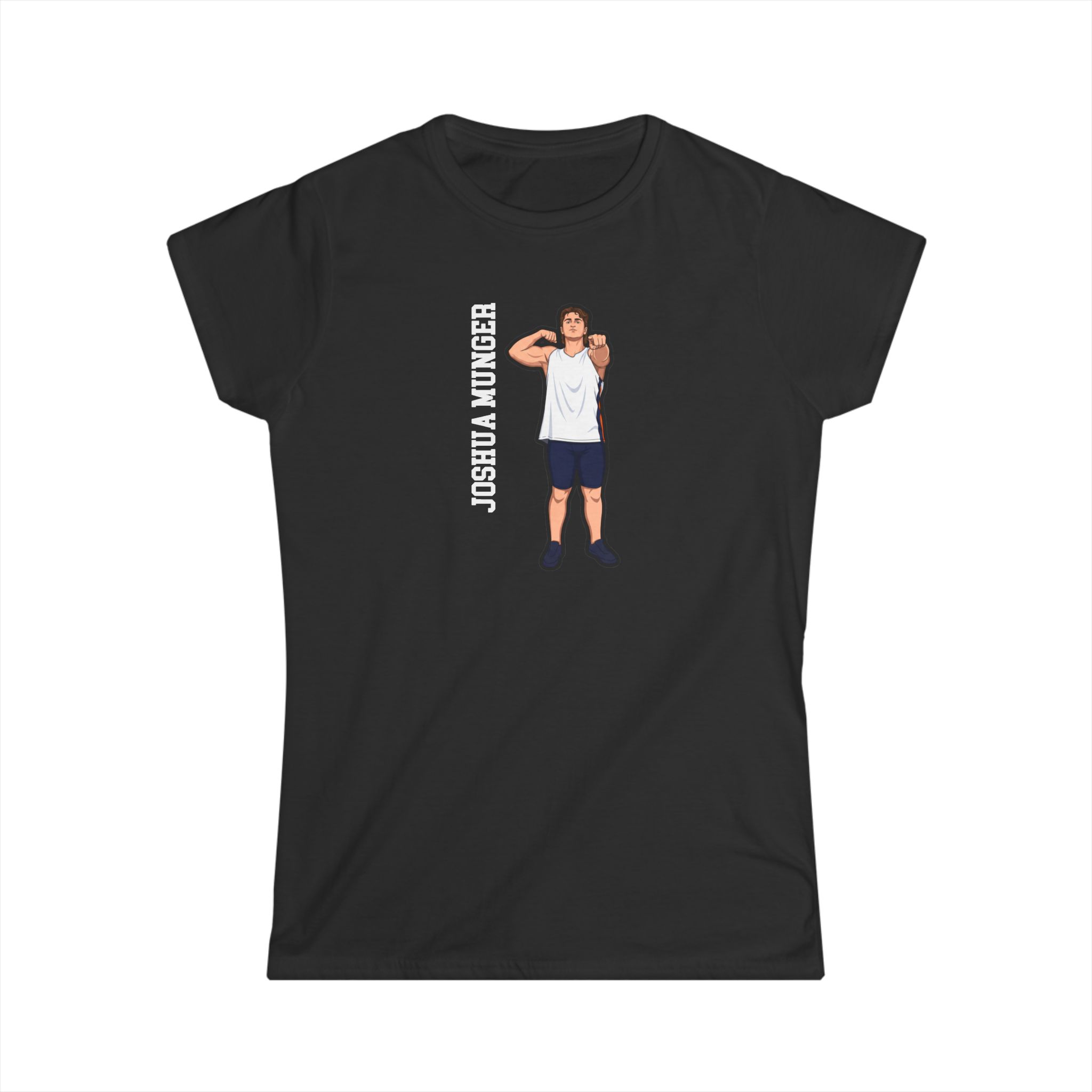 Women's Softstyle Tee — character_name_vertical in Black