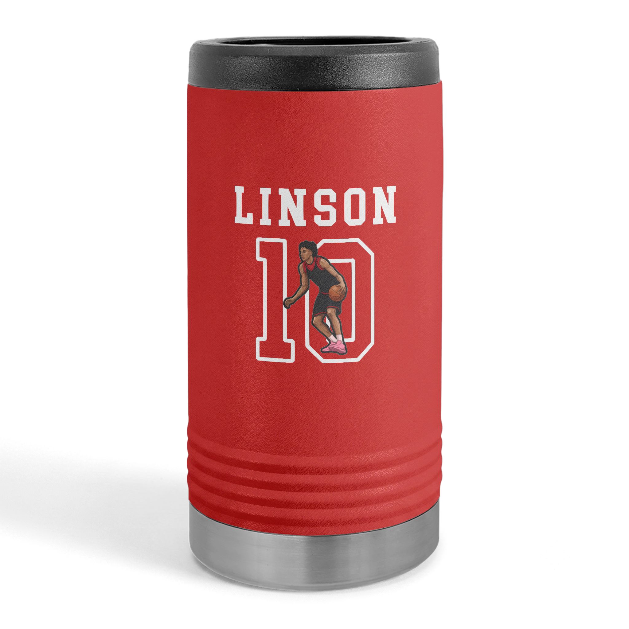 Slim Stainless Can Cooler — character_shirsey in Red
