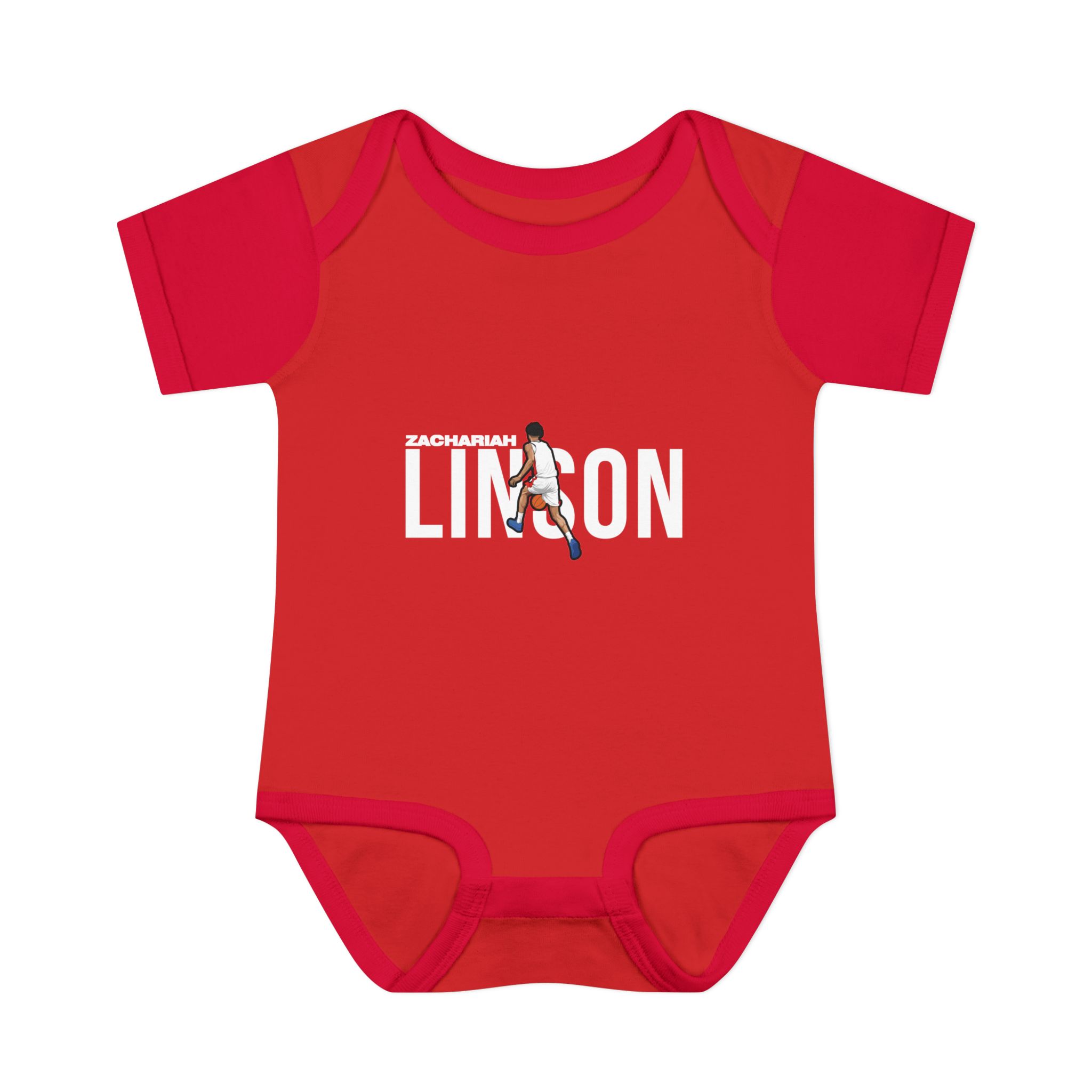Baby Onesie — character_player_name in Red