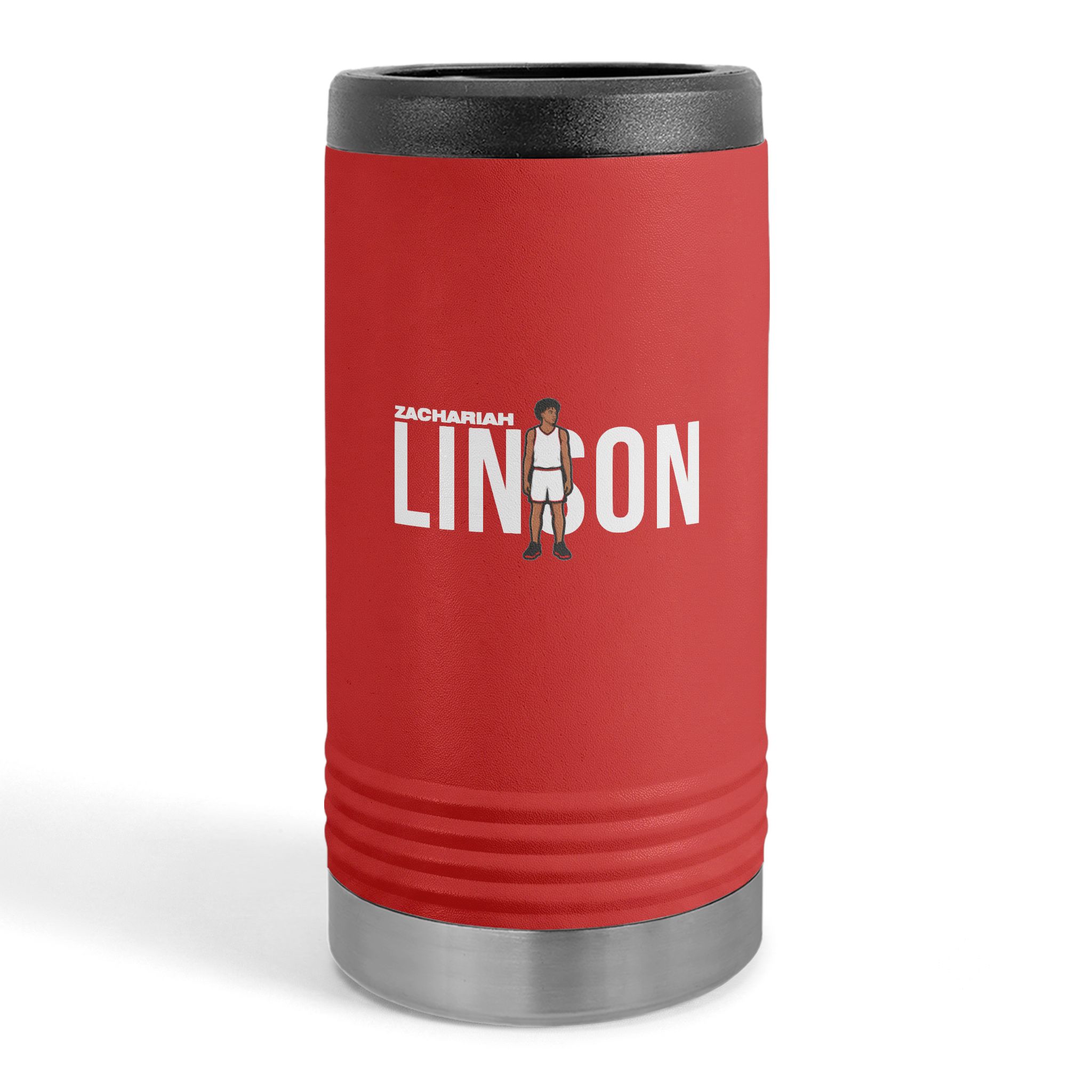 Slim Stainless Can Cooler — character_player_name in Red