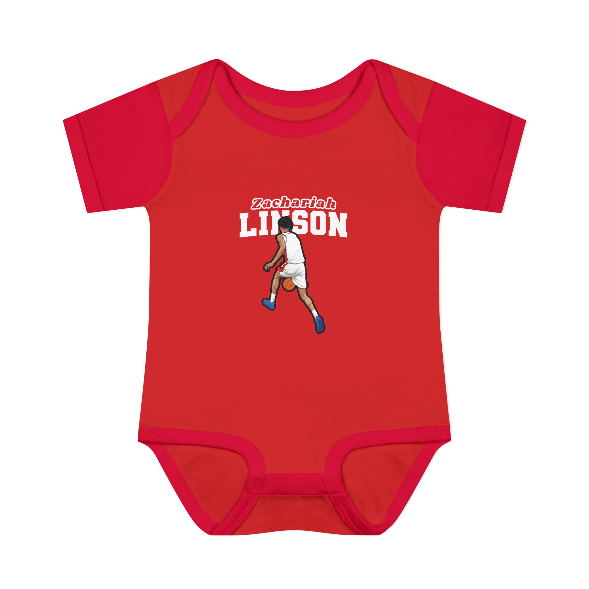 Baby Onesie — character_name_arch in Red