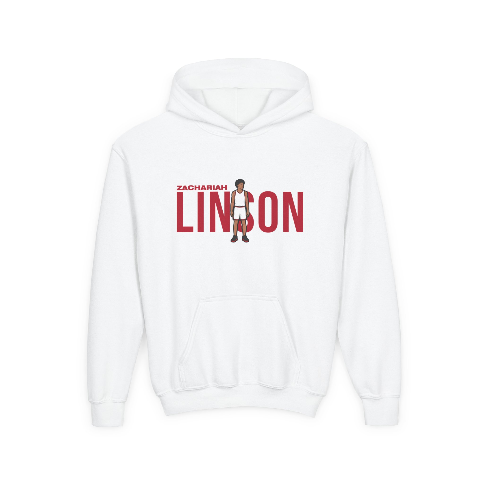 Youth Hoodie — character_player_name in White