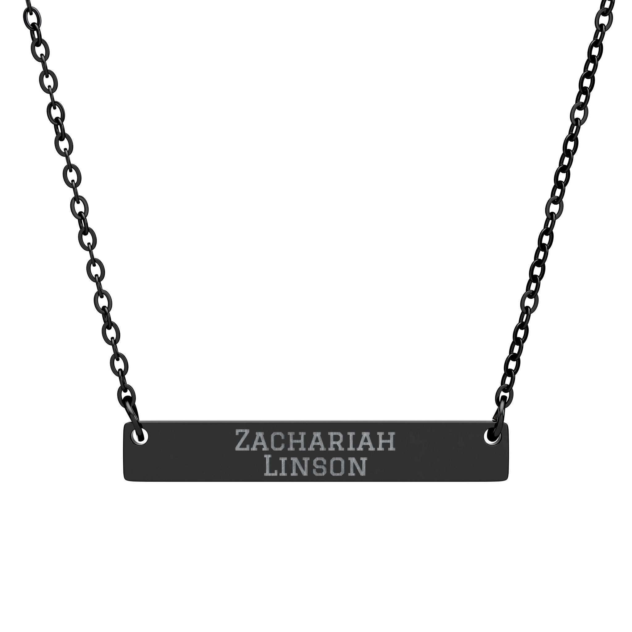 Engraved Bar Necklace — Classic in Black