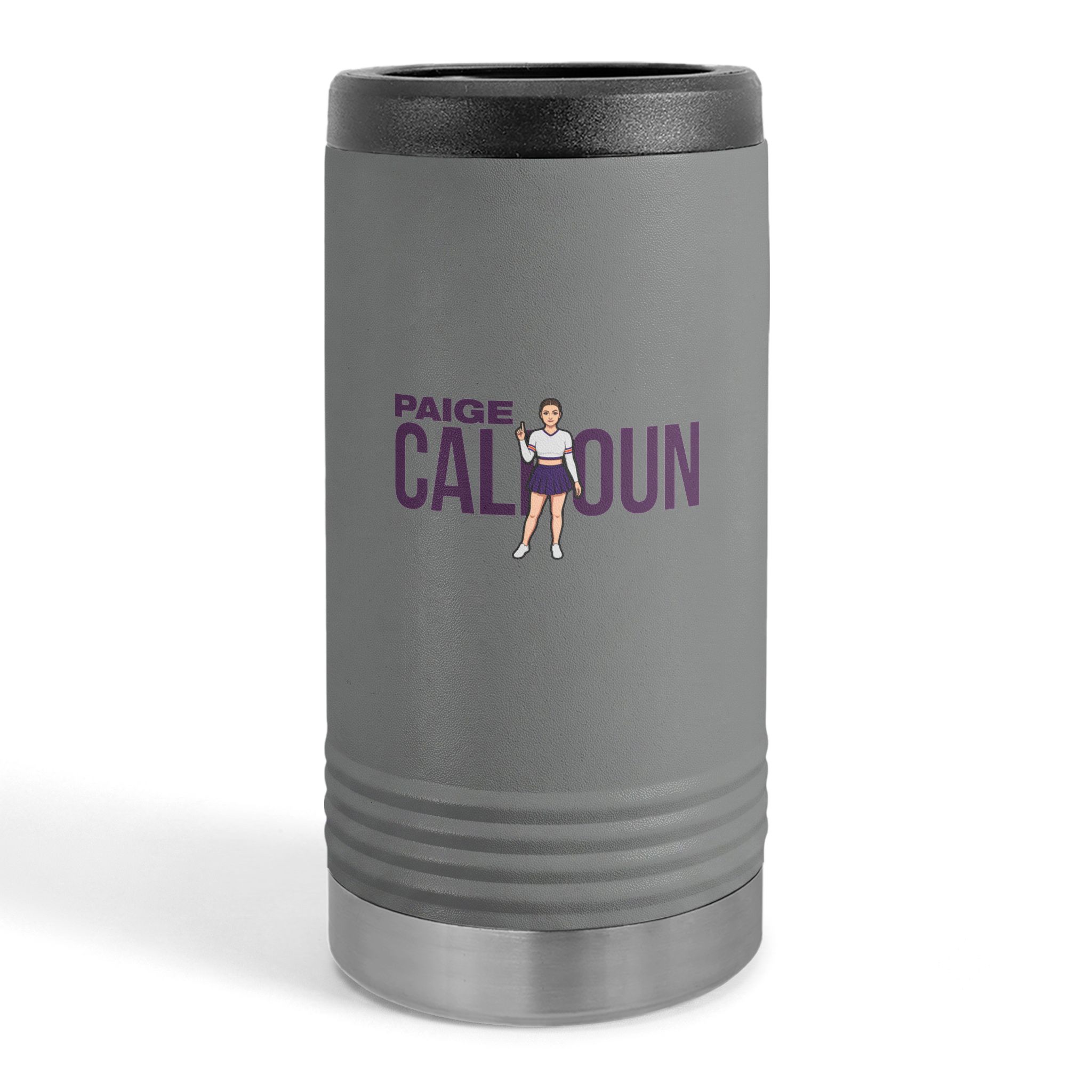 Slim Stainless Can Cooler — character_player_name in Grey