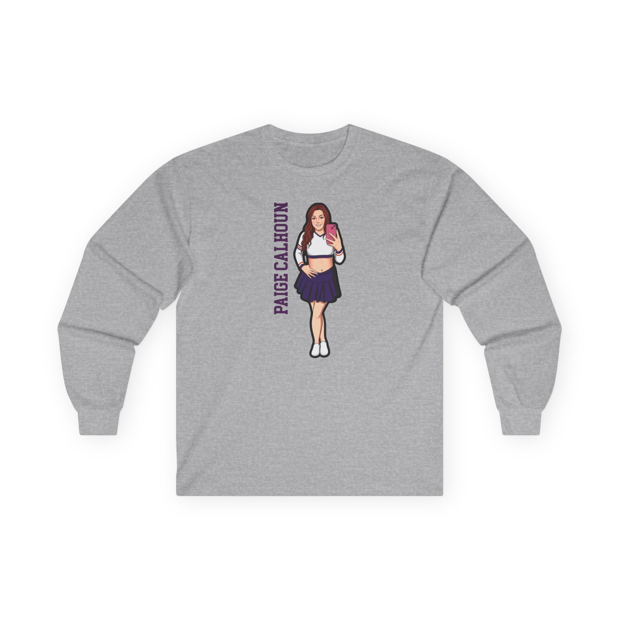 Long Sleeve Tee — character_name_vertical in Grey