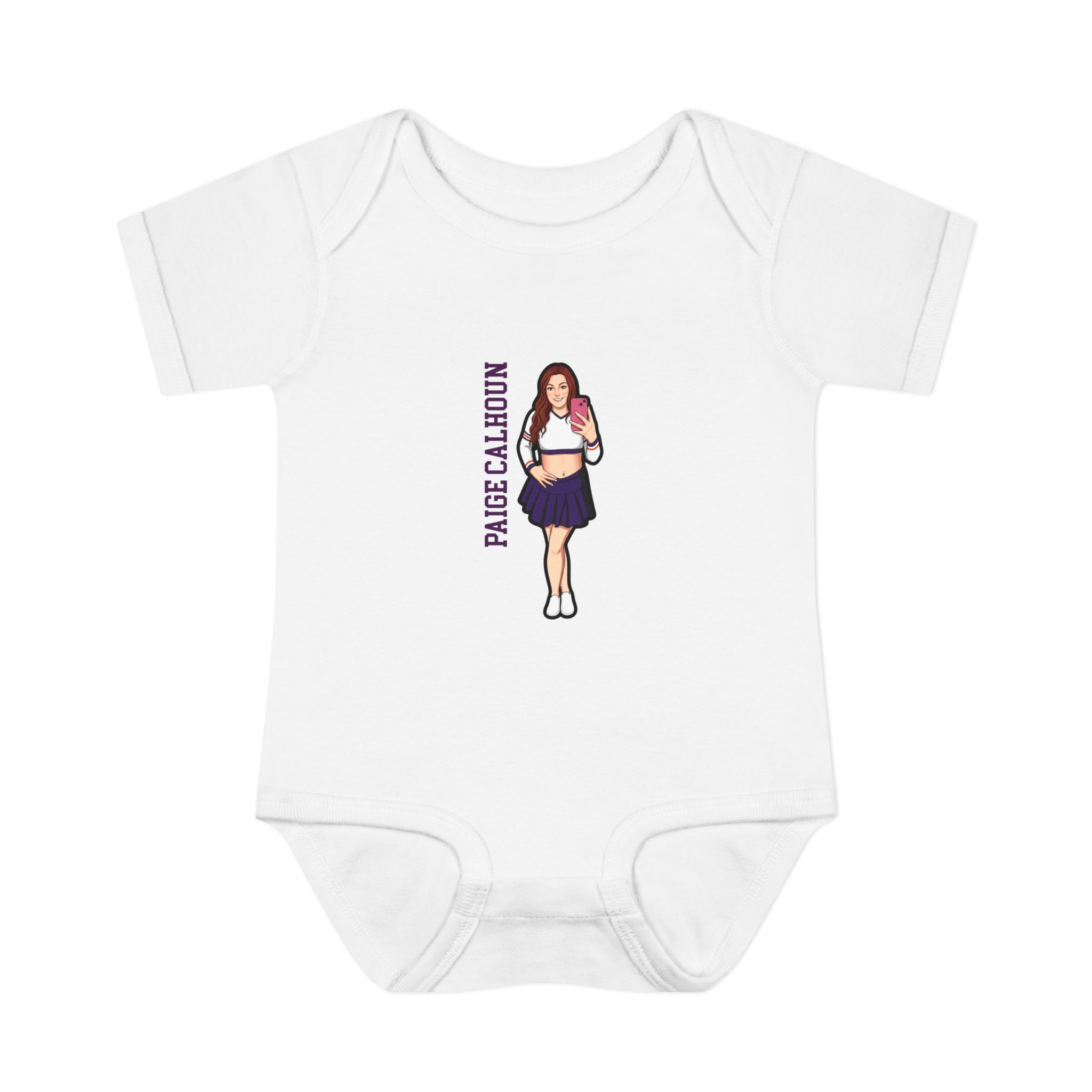 Baby Onesie — character_name_vertical in White
