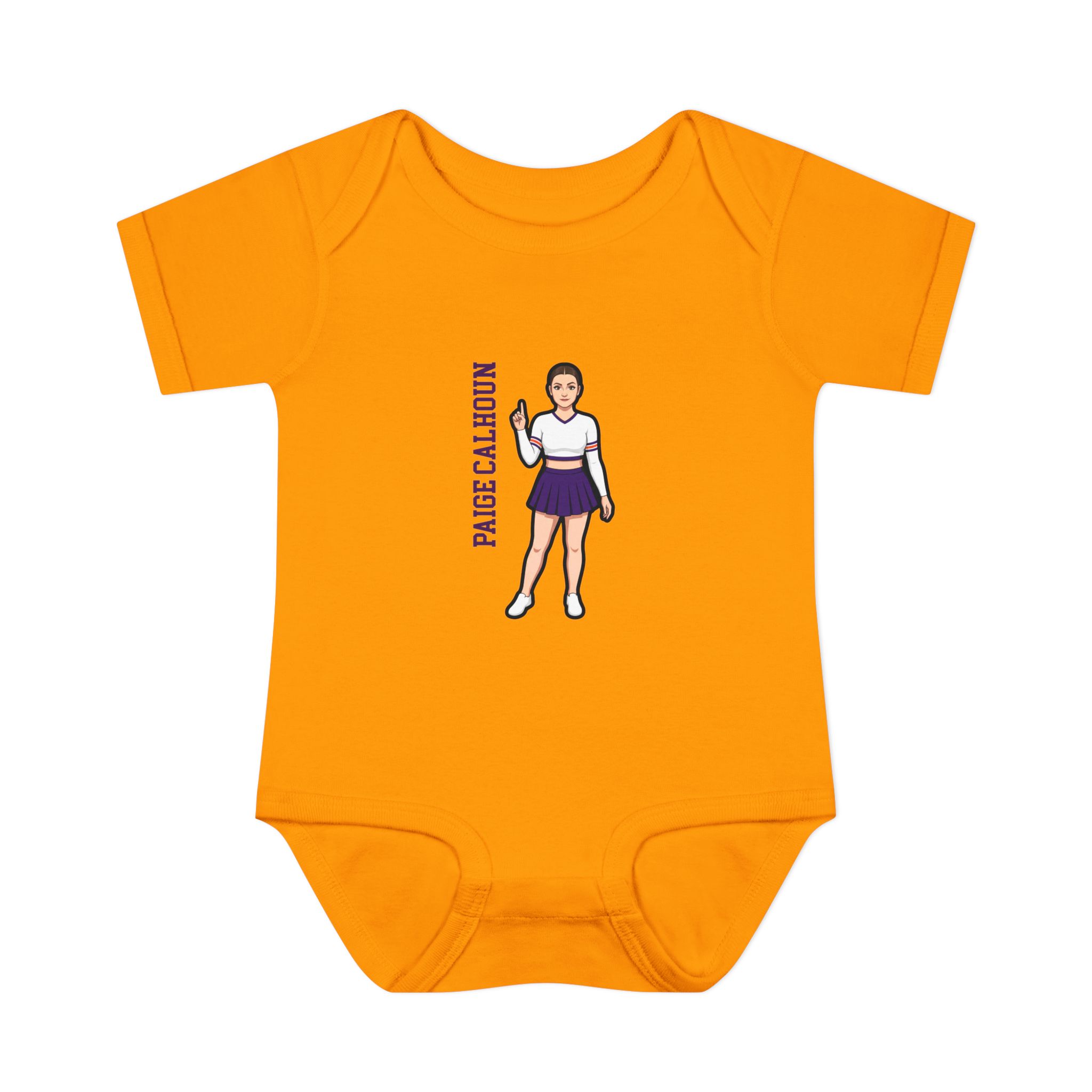 Baby Onesie — character_name_vertical in Gold