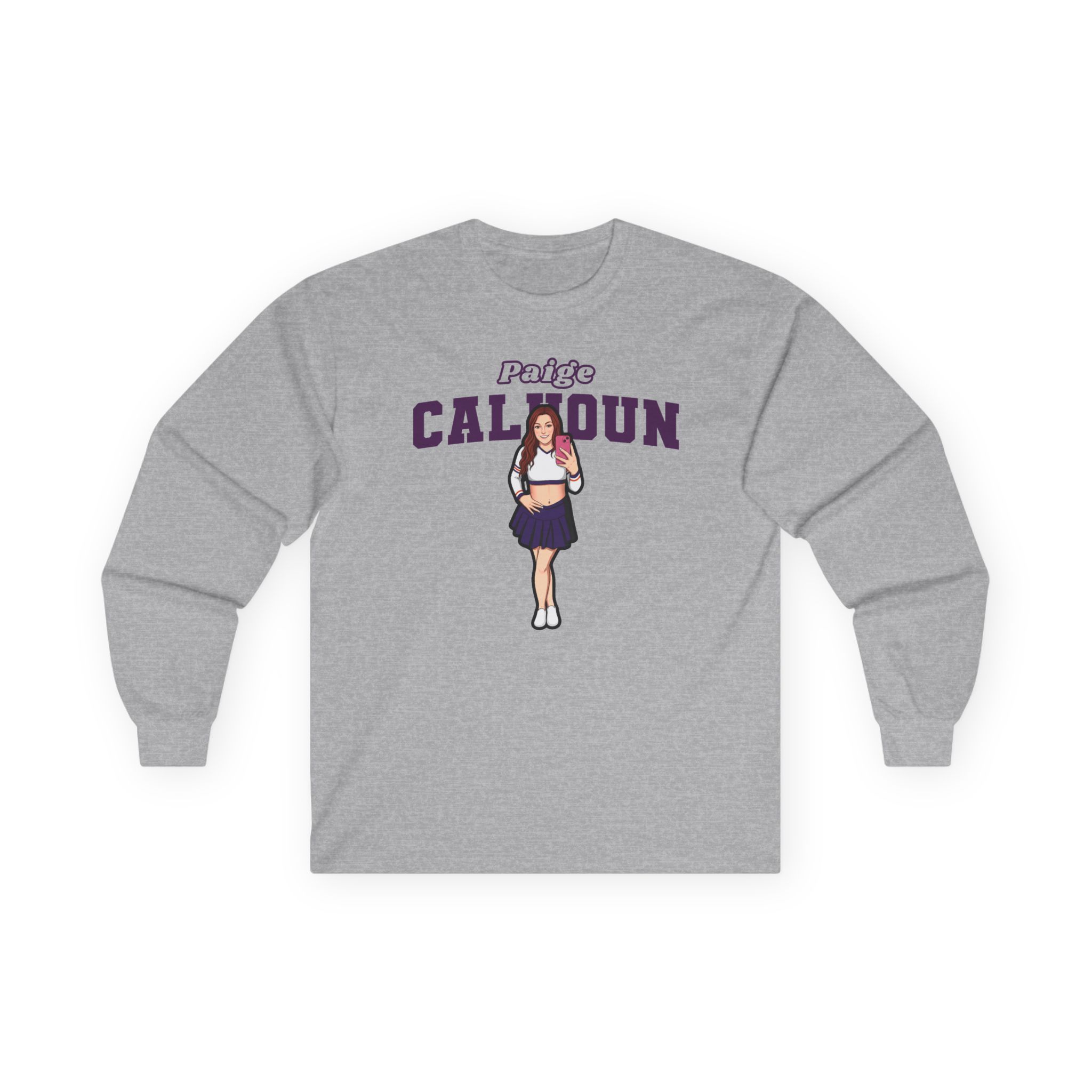 Long Sleeve Tee — character_name_arch in Grey