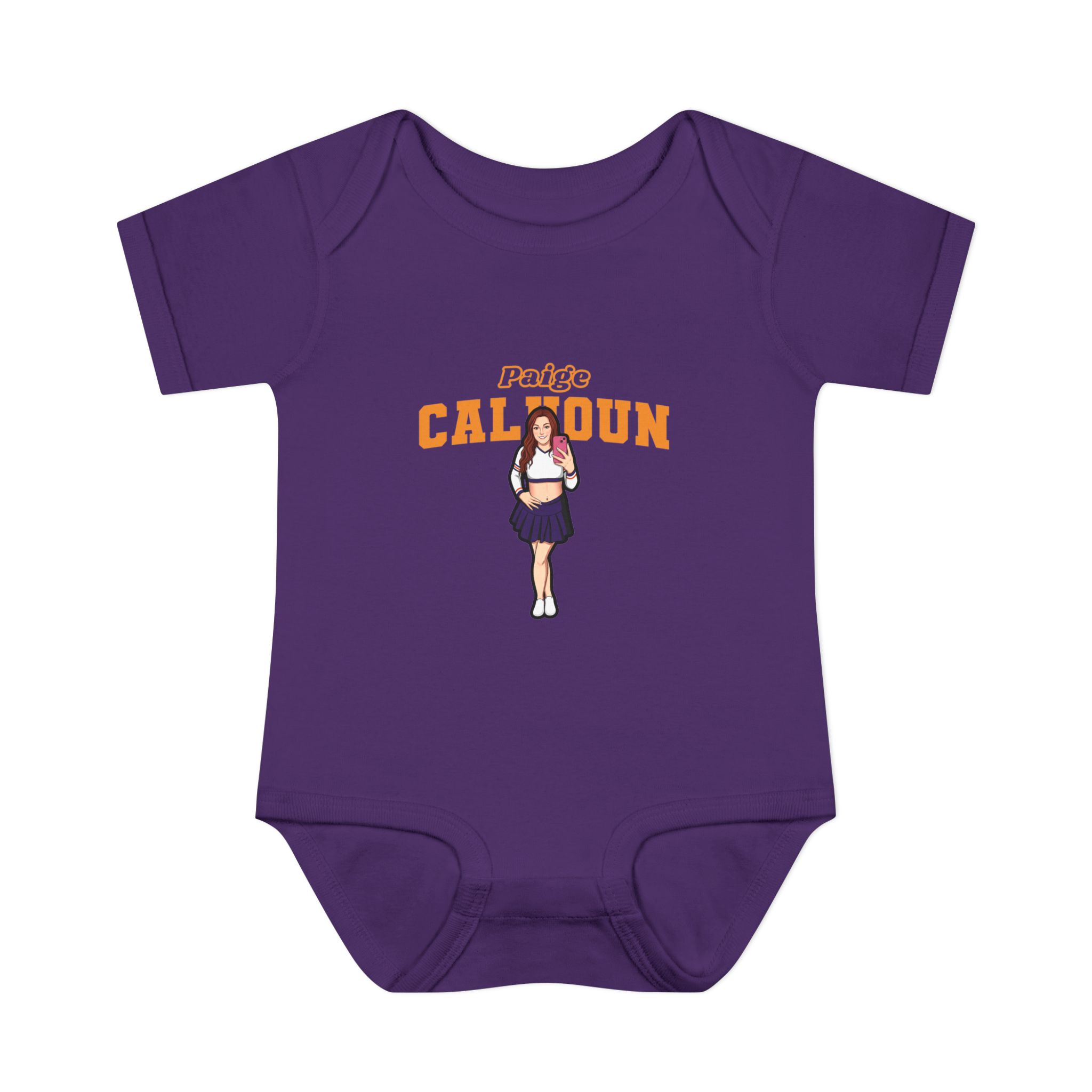 Baby Onesie — character_name_arch in Purple