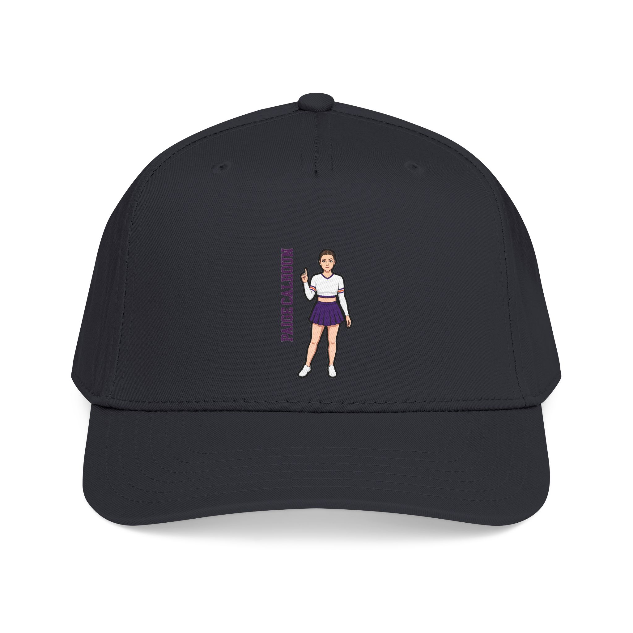 Baseball Cap — character_name_vertical in Black