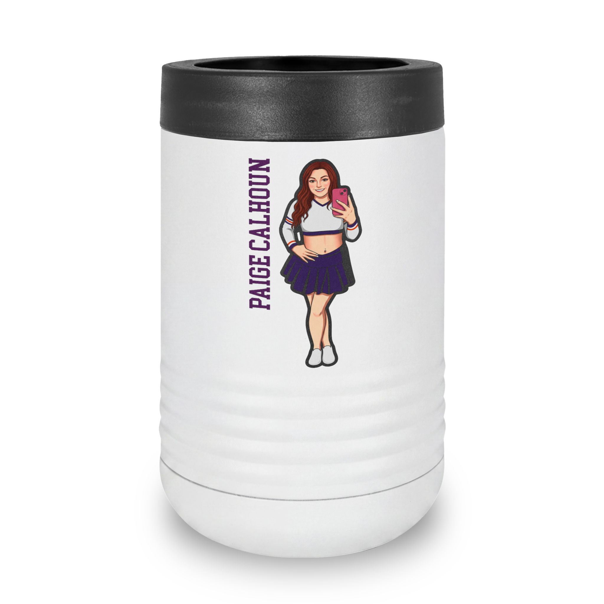 Stainless Can Cooler — character_name_vertical in White