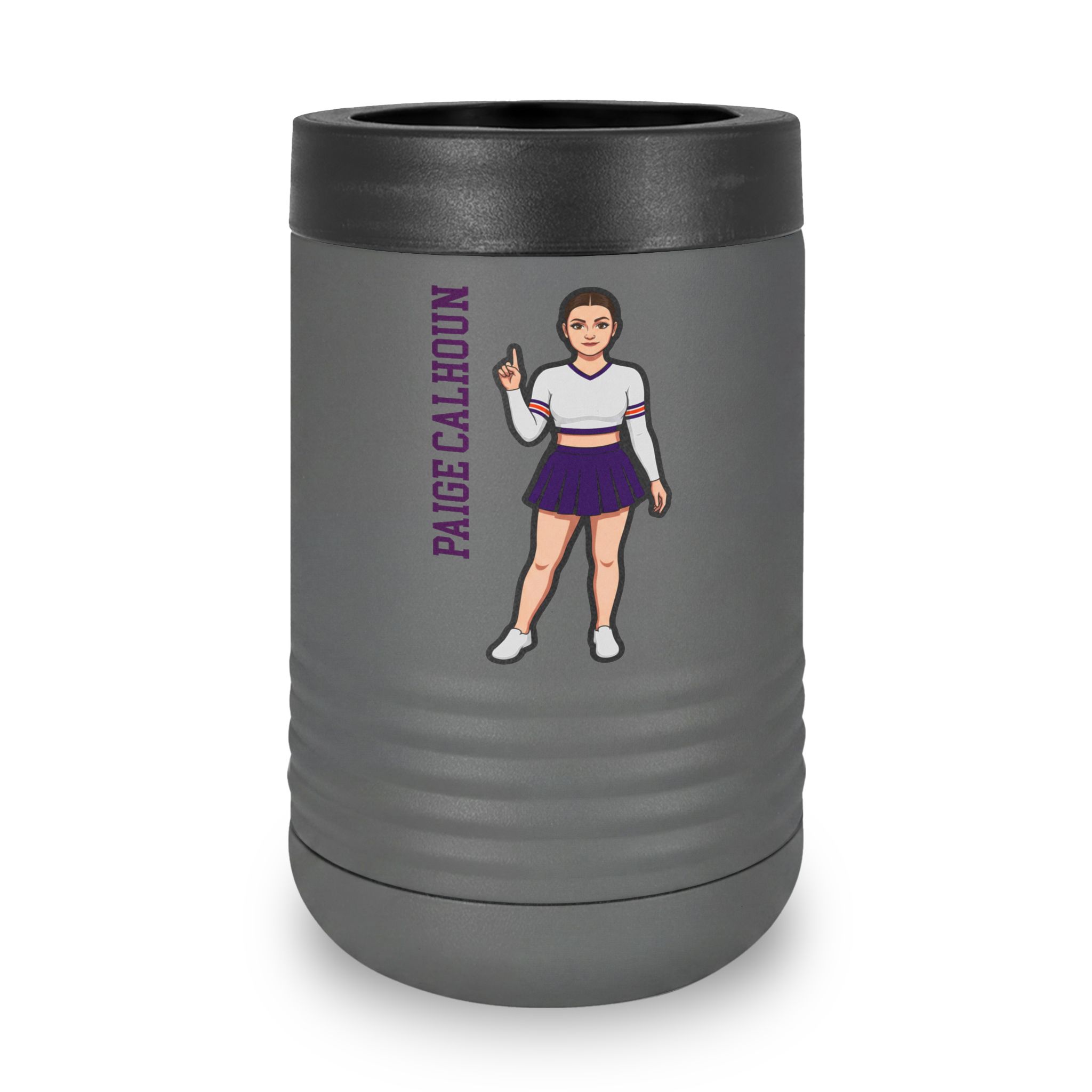 Stainless Can Cooler — character_name_vertical in Grey