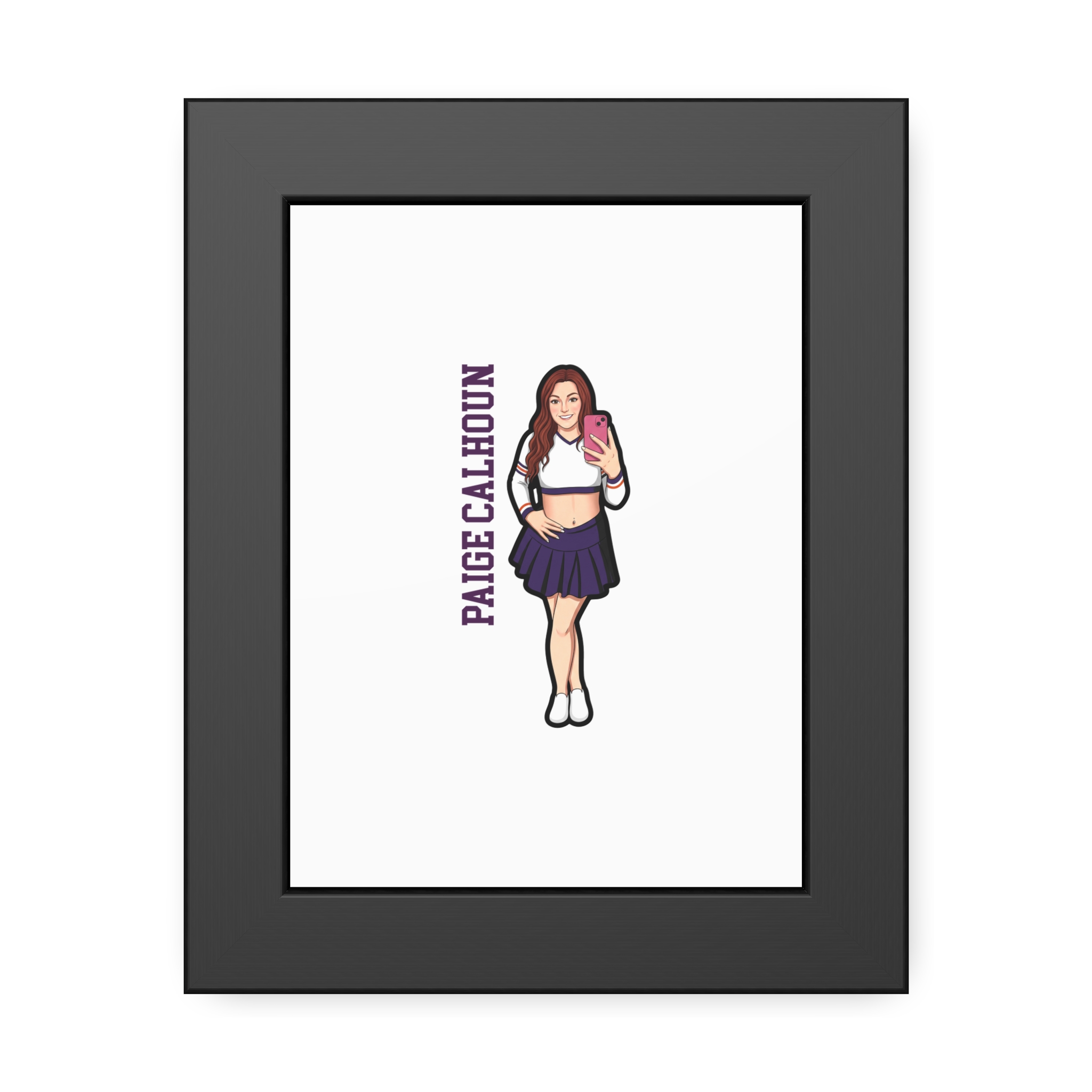 Framed Poster — character_name_vertical in Black