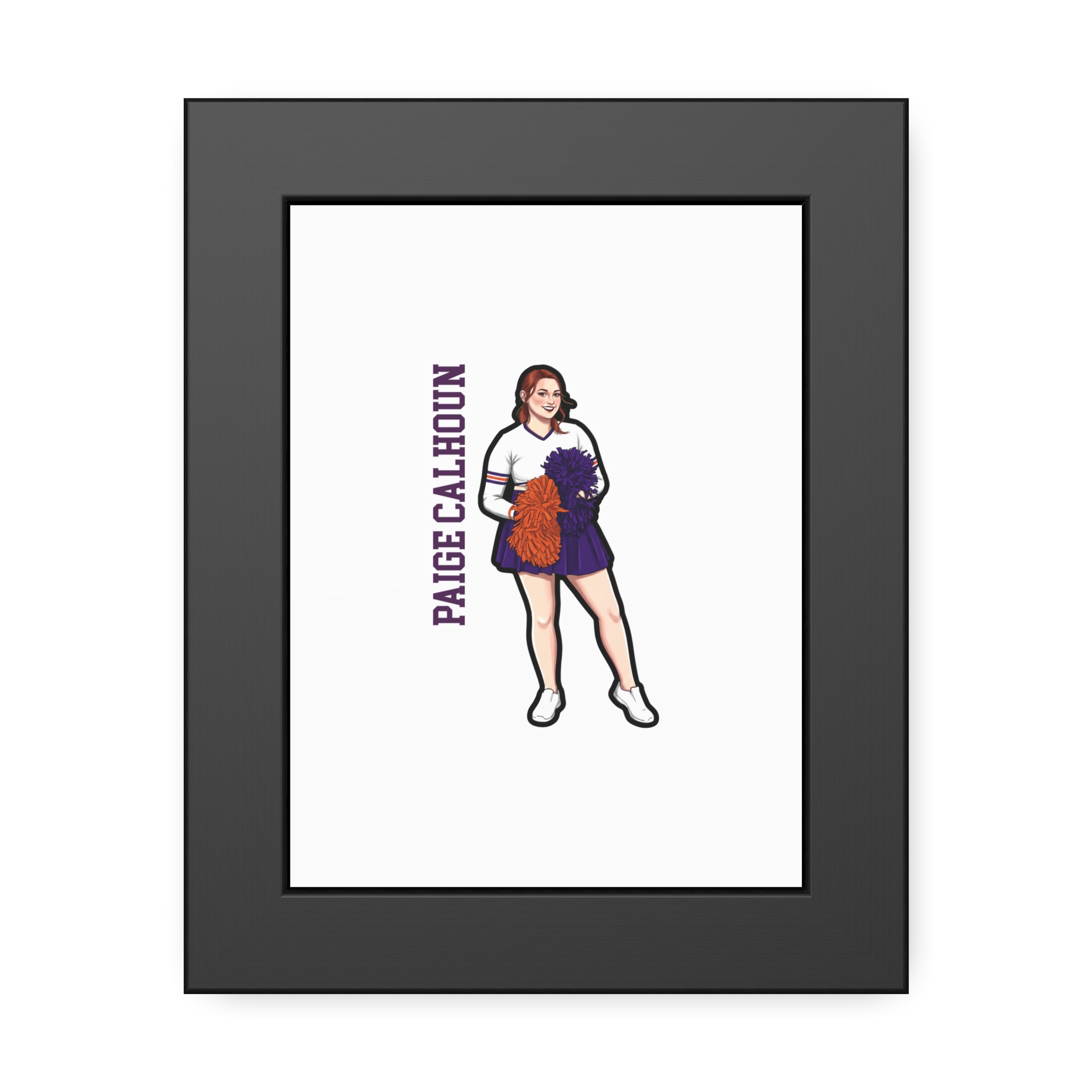 Framed Poster — character_name_vertical in Black