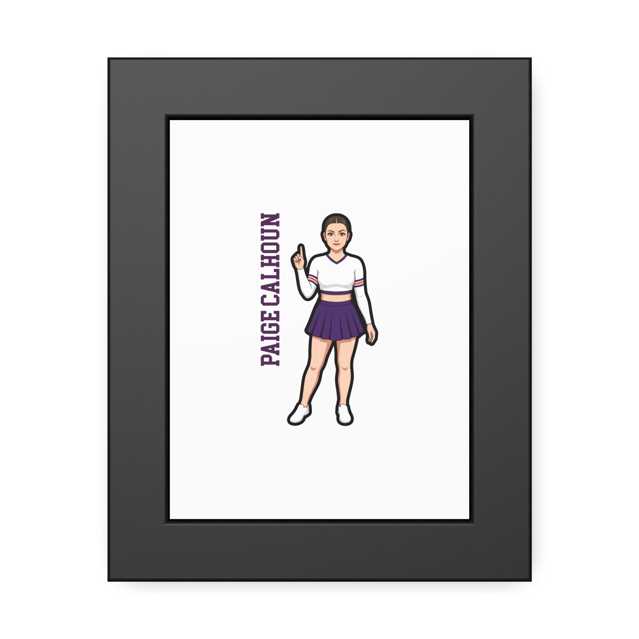Framed Poster — character_name_vertical in Black