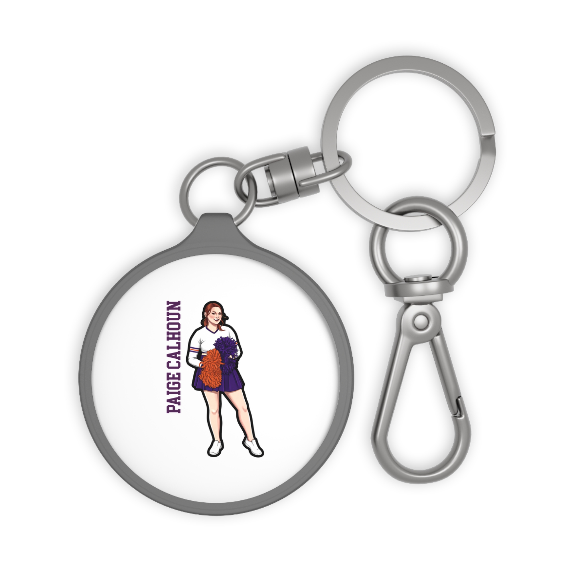 Keychain — character_name_vertical in Grey