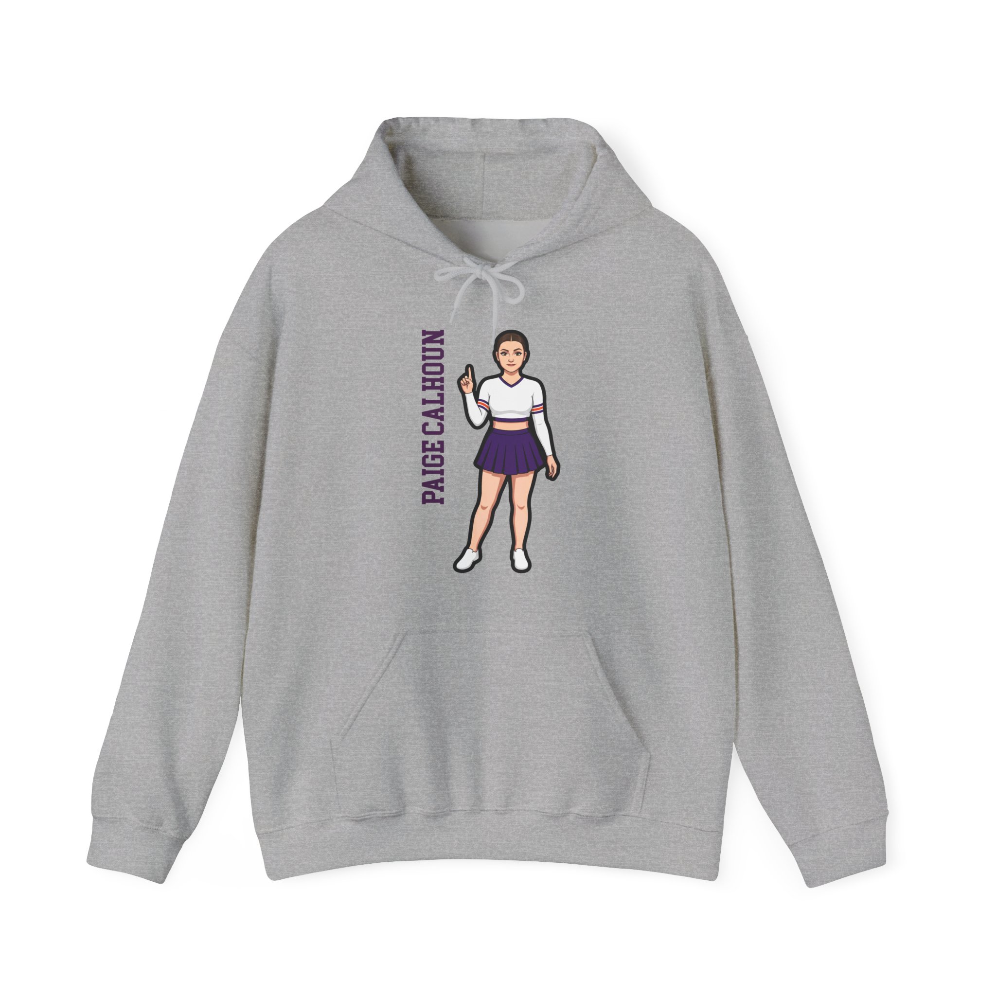 Hoodie — character_name_vertical in Grey