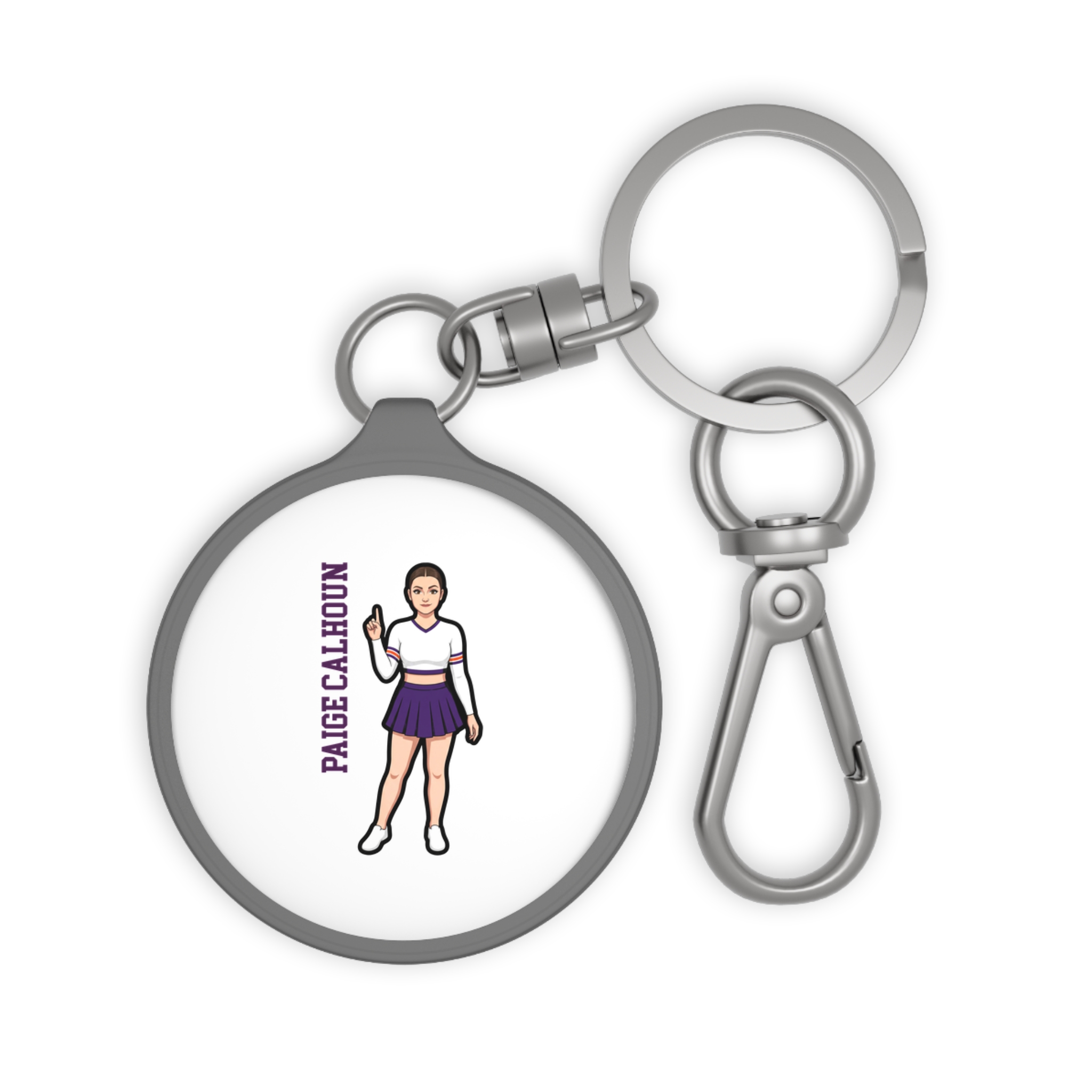 Keychain — character_name_vertical in Grey