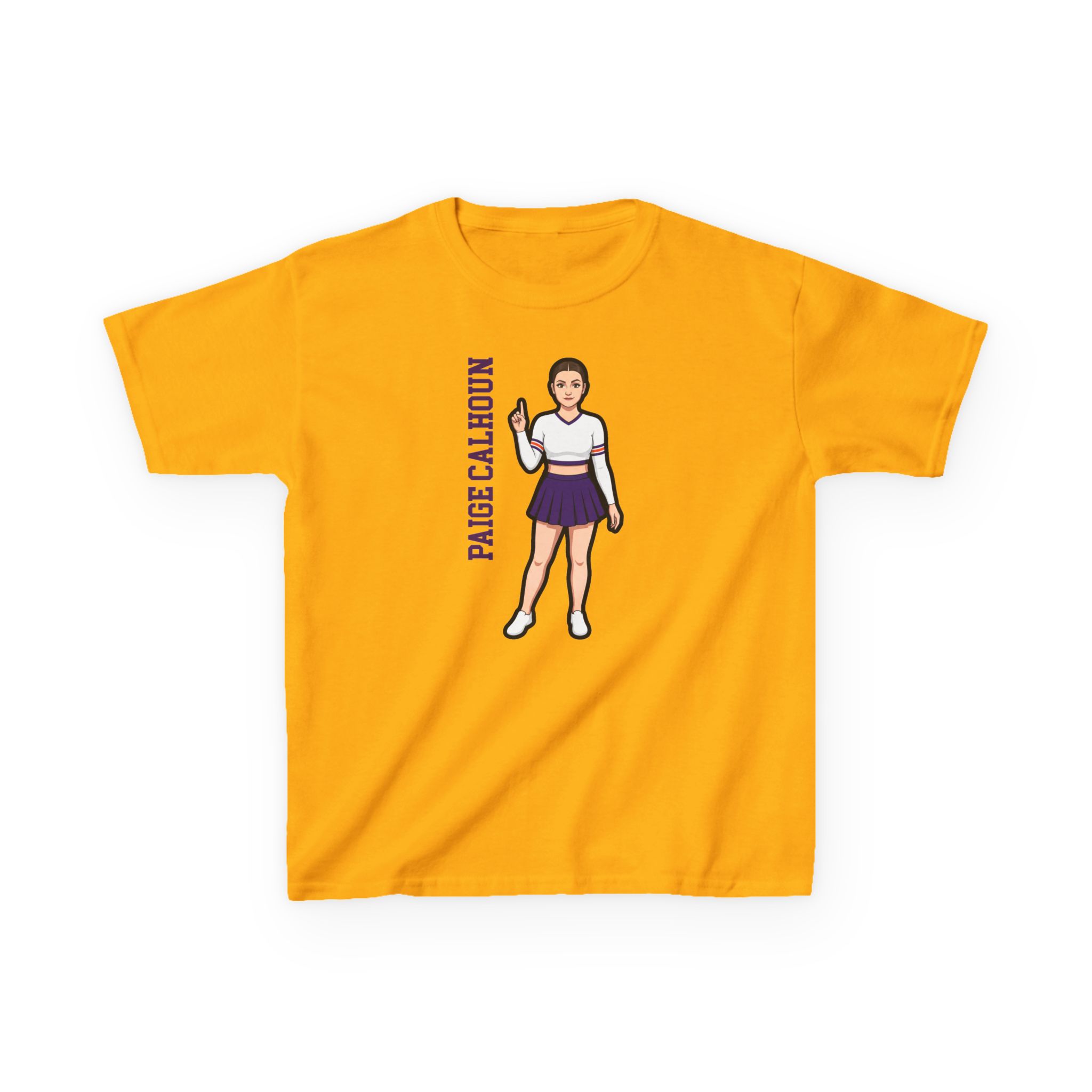 Youth Tee — character_name_vertical in Gold