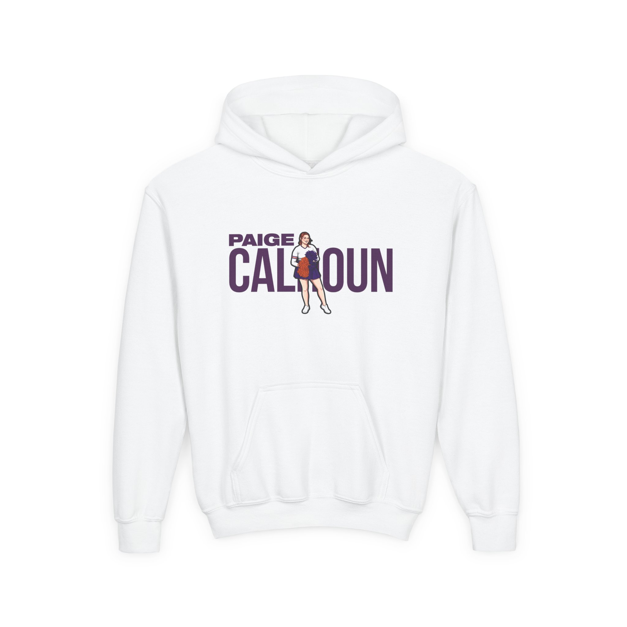 Youth Hoodie — character_player_name in White