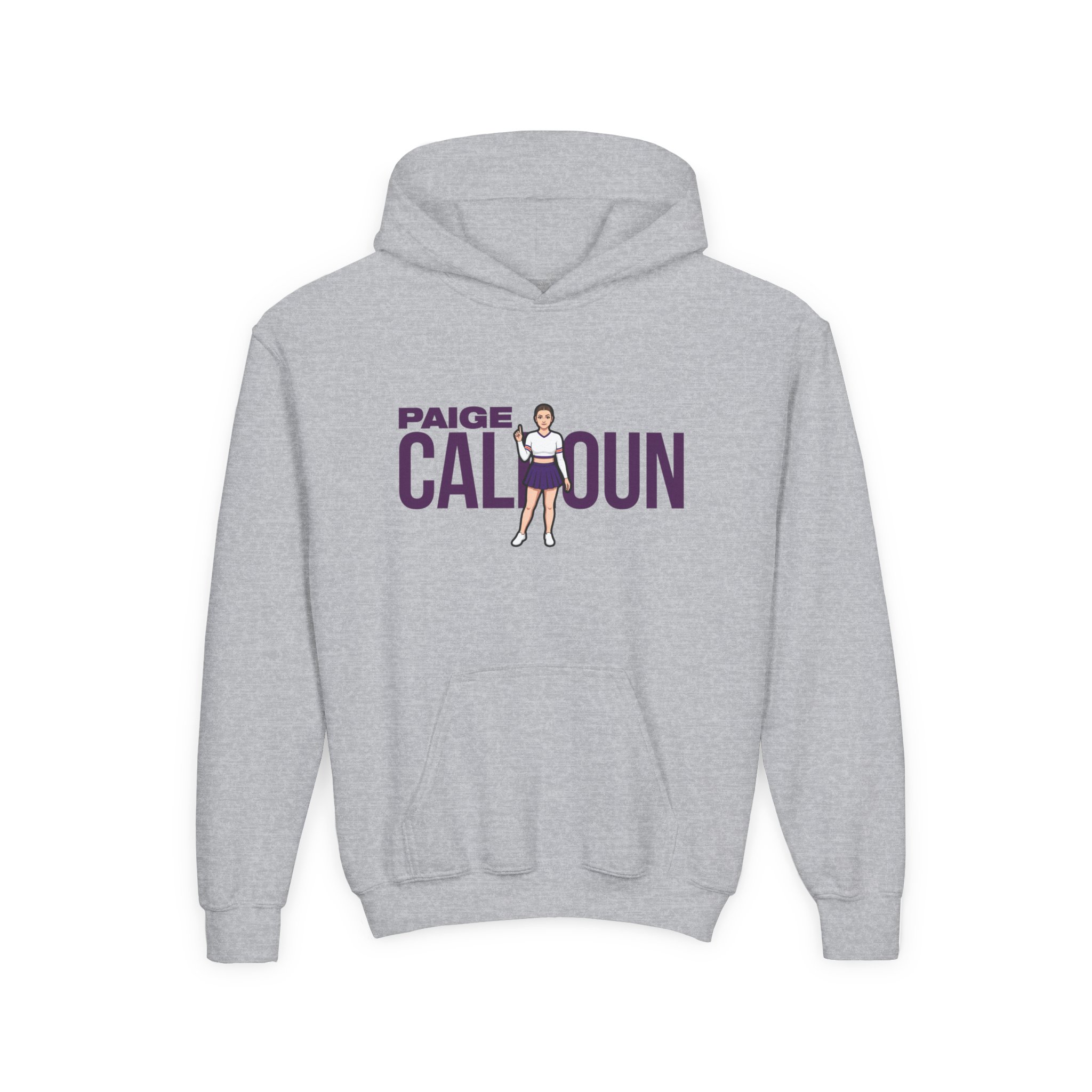 Youth Hoodie — character_player_name in Grey