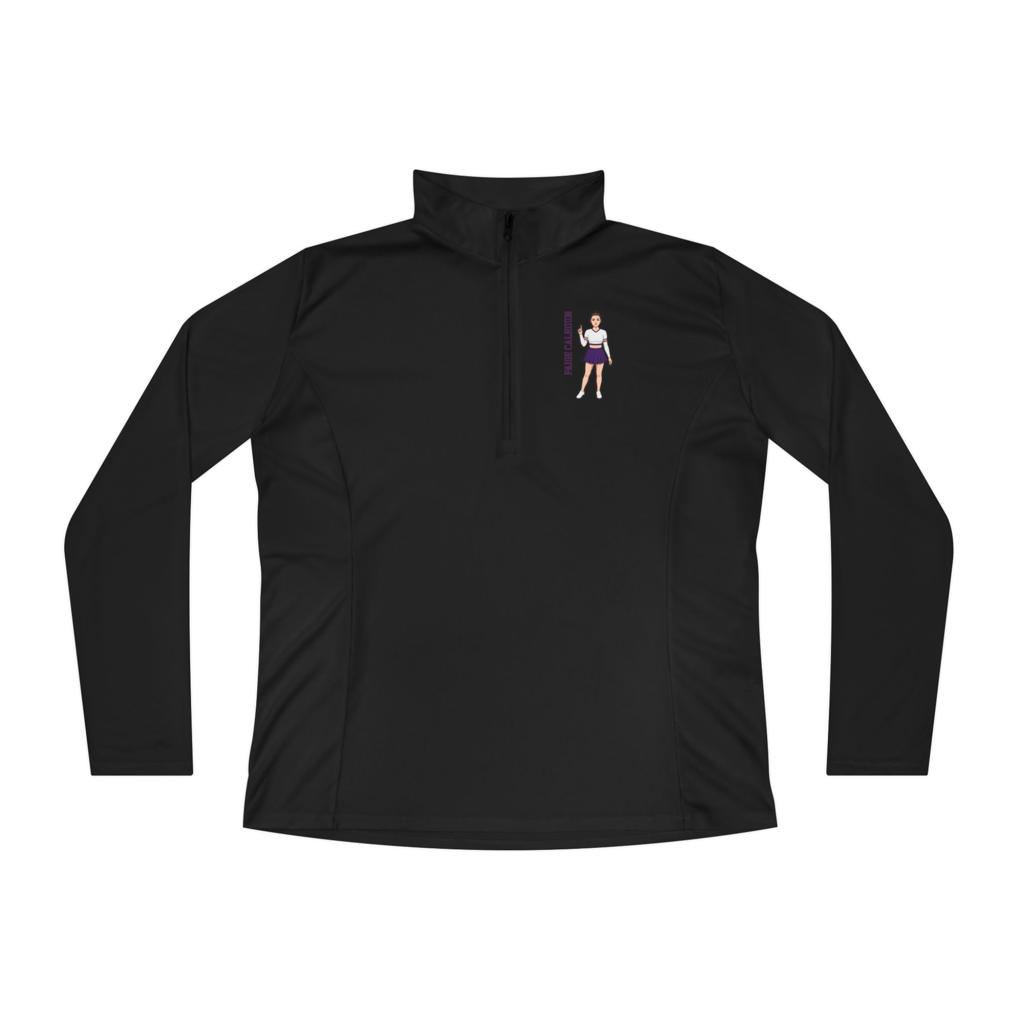 Women's Q-Zip Pullover — character_name_vertical in Black