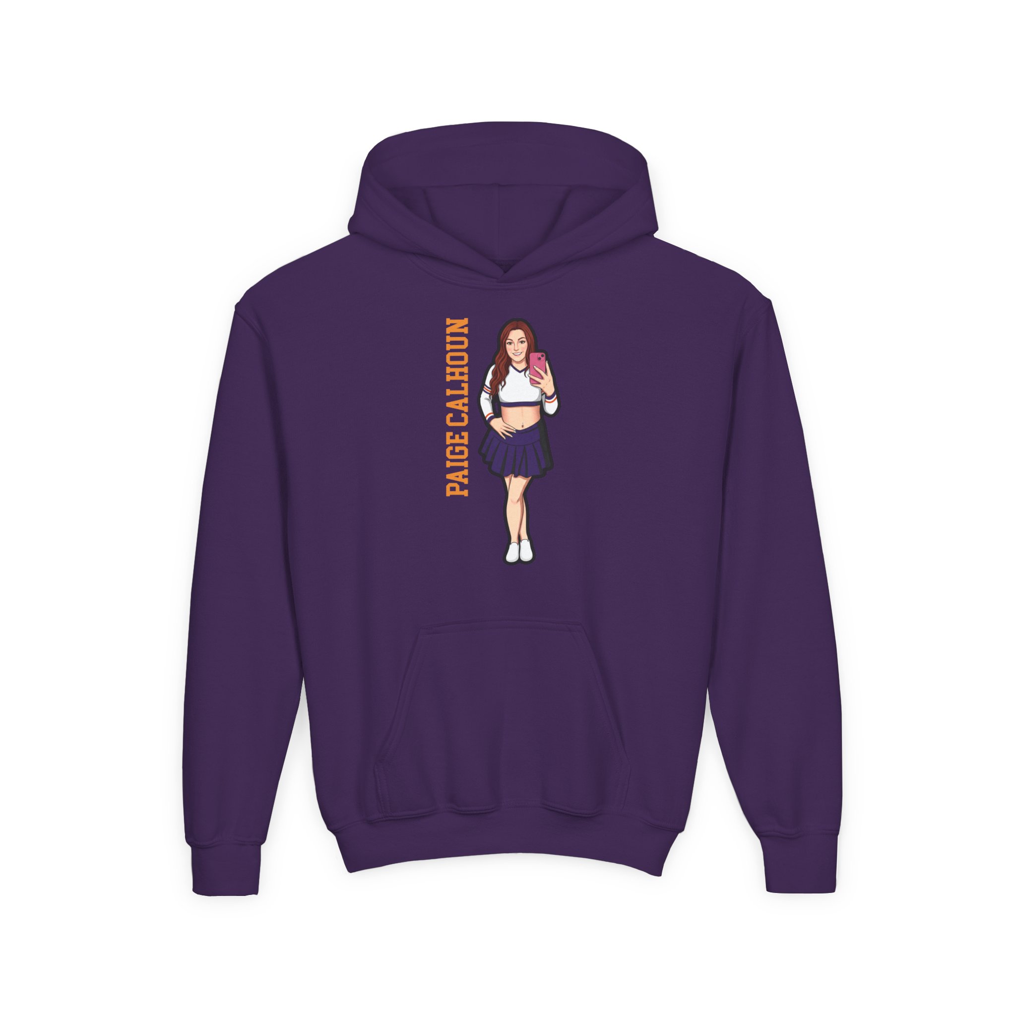 Youth Hoodie — character_name_vertical in Purple
