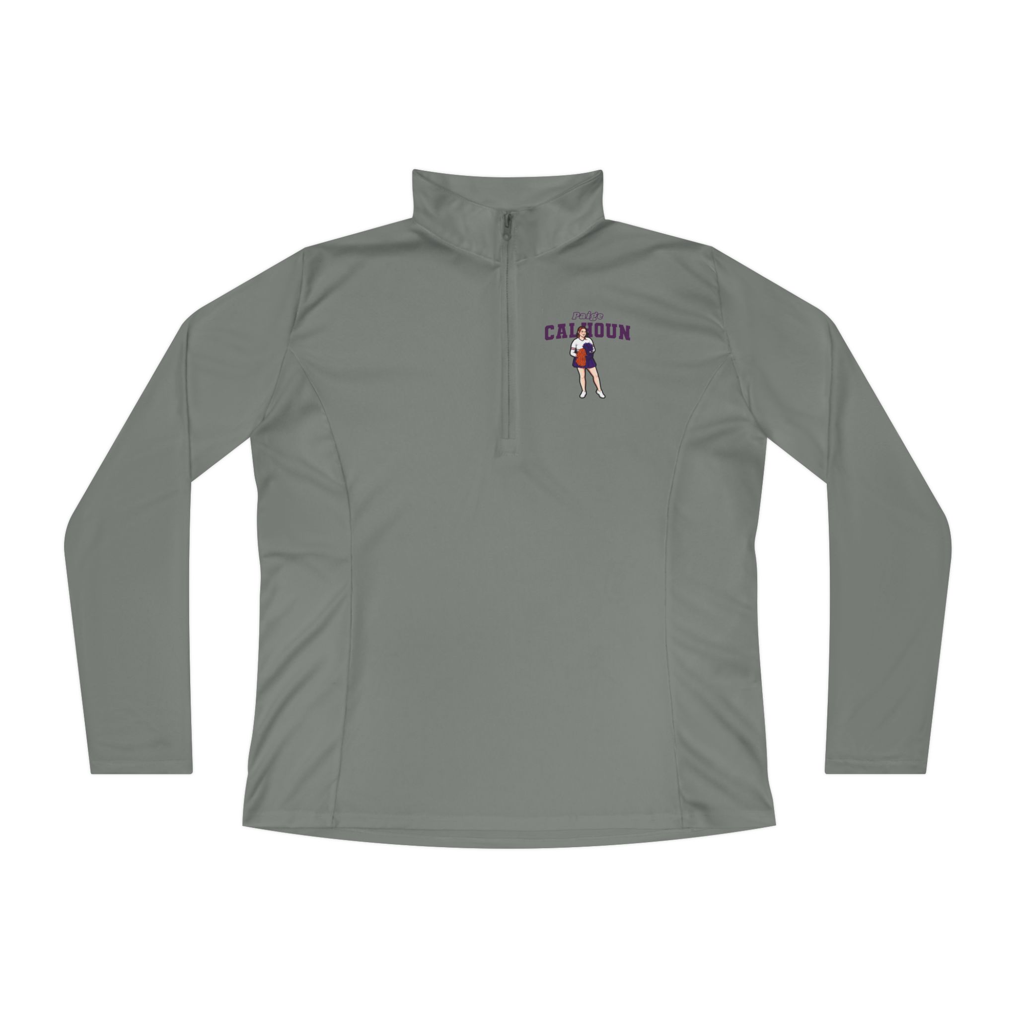 Women's Q-Zip Pullover — character_name_arch in Grey