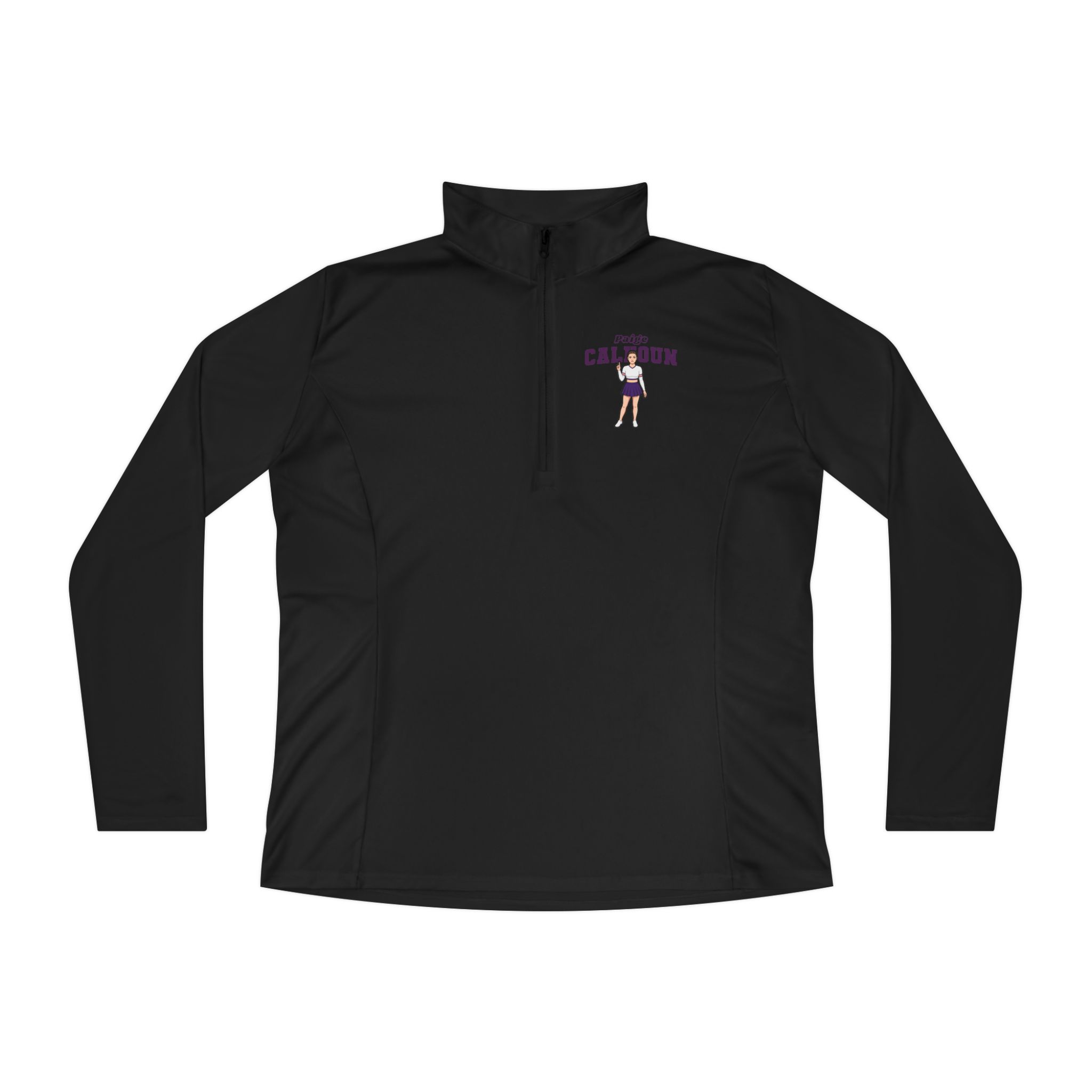 Women's Q-Zip Pullover — character_name_arch in Black