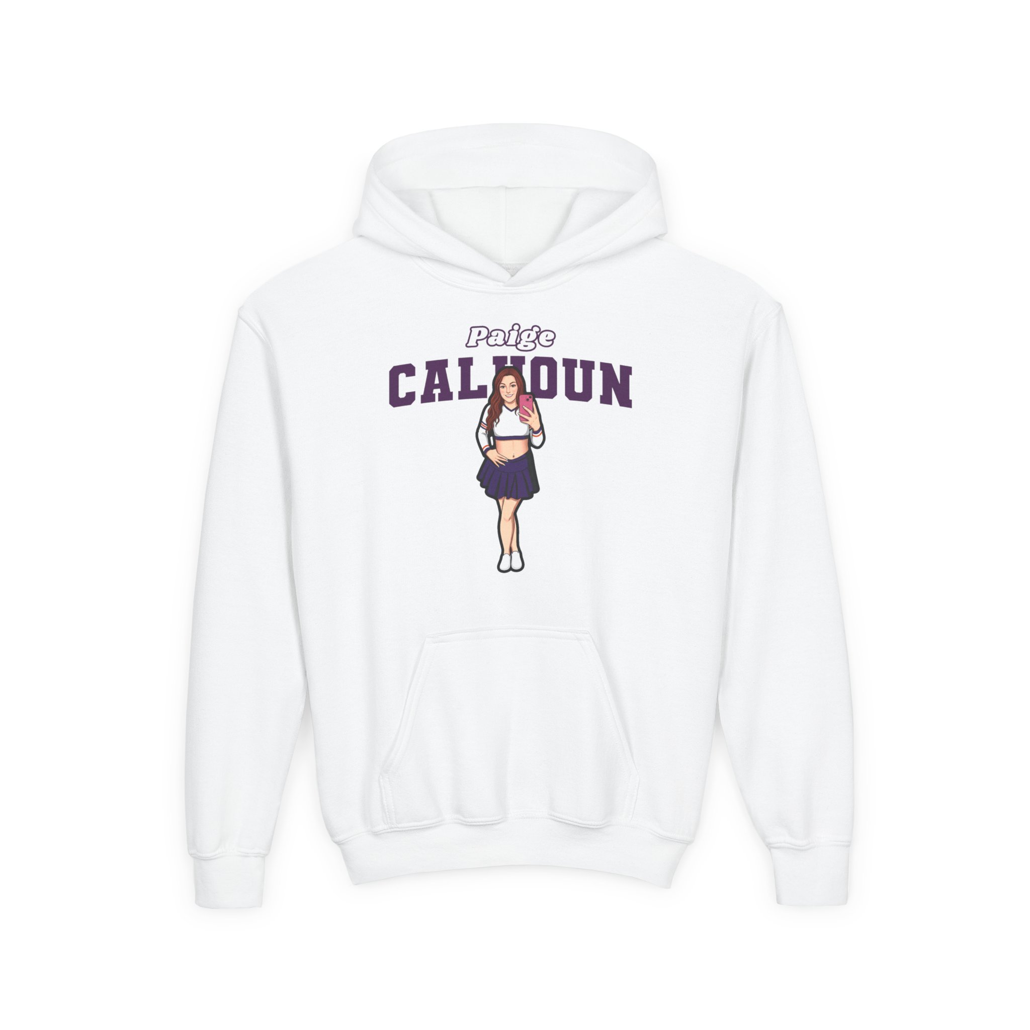 Youth Hoodie — character_name_arch in White